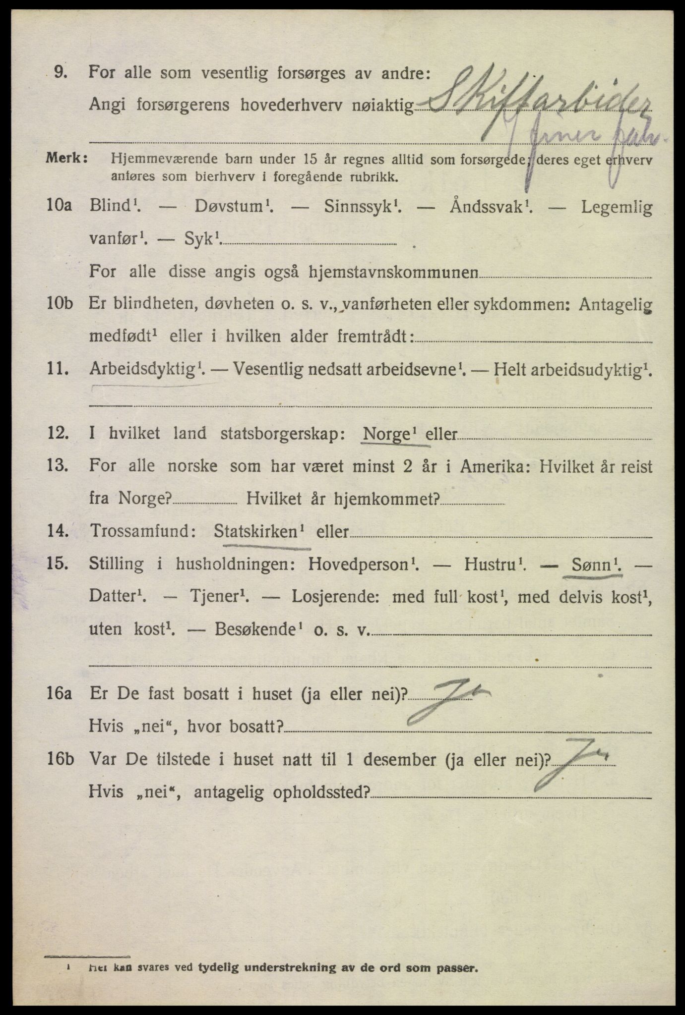 SAK, Folketelling 1920 for 1012 Oddernes herred, 1920, s. 5378