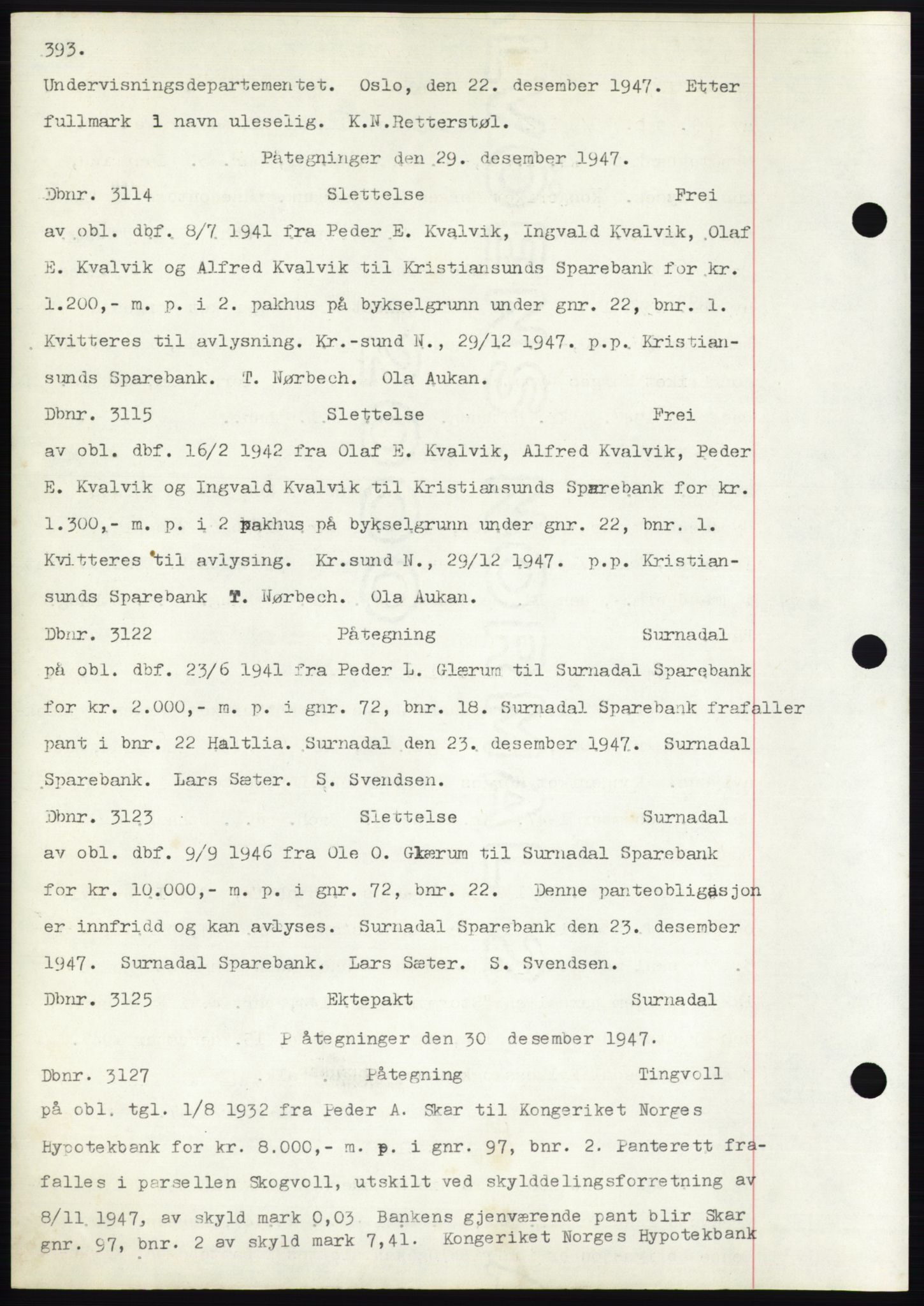 Nordmøre sorenskriveri, AV/SAT-A-4132/1/2/2Ca: Pantebok nr. C82b, 1946-1951, Dagboknr: 3114/1947