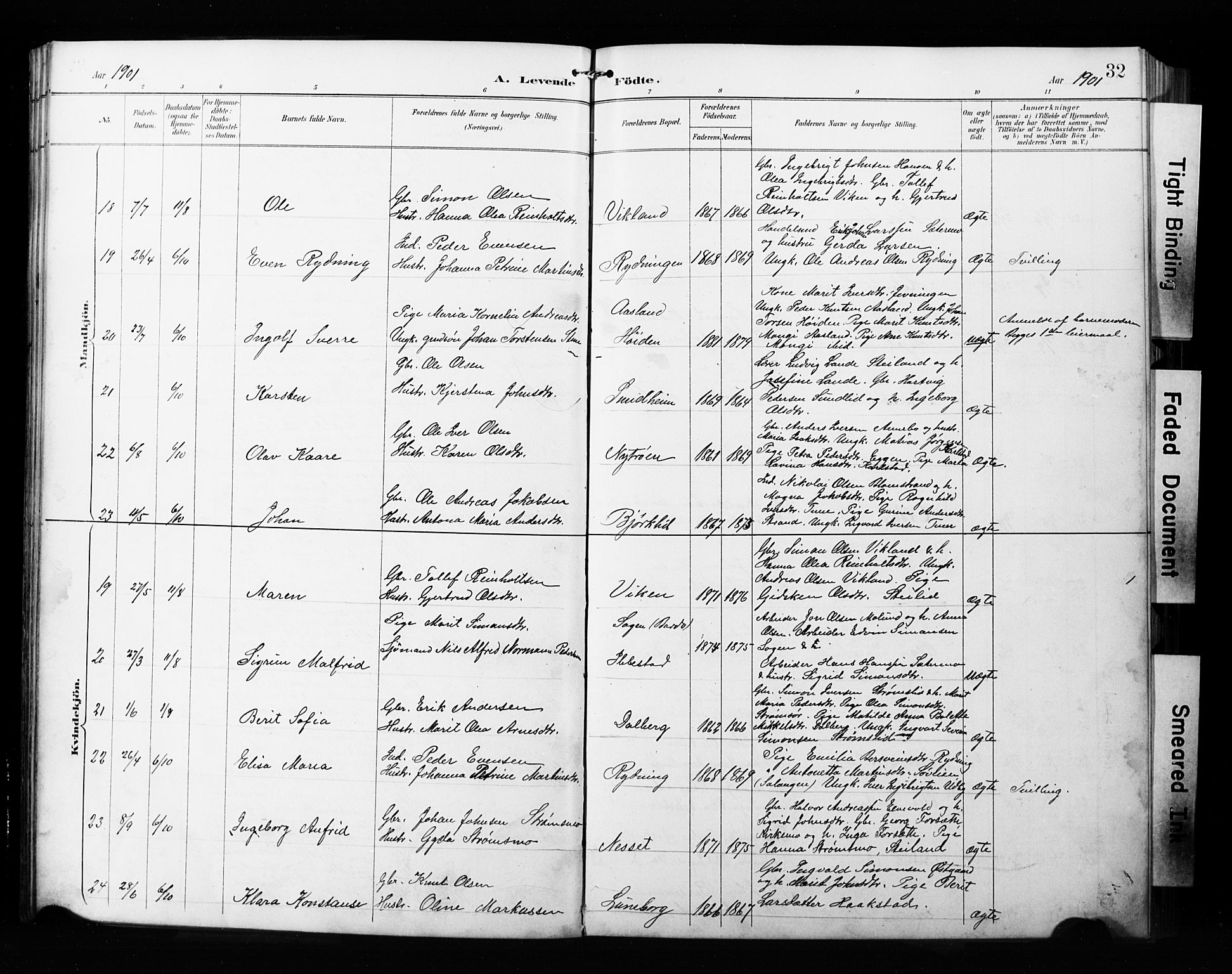 Målselv sokneprestembete, AV/SATØ-S-1311/G/Ga/Gab/L0008klokker: Klokkerbok nr. 8, 1895-1913, s. 32