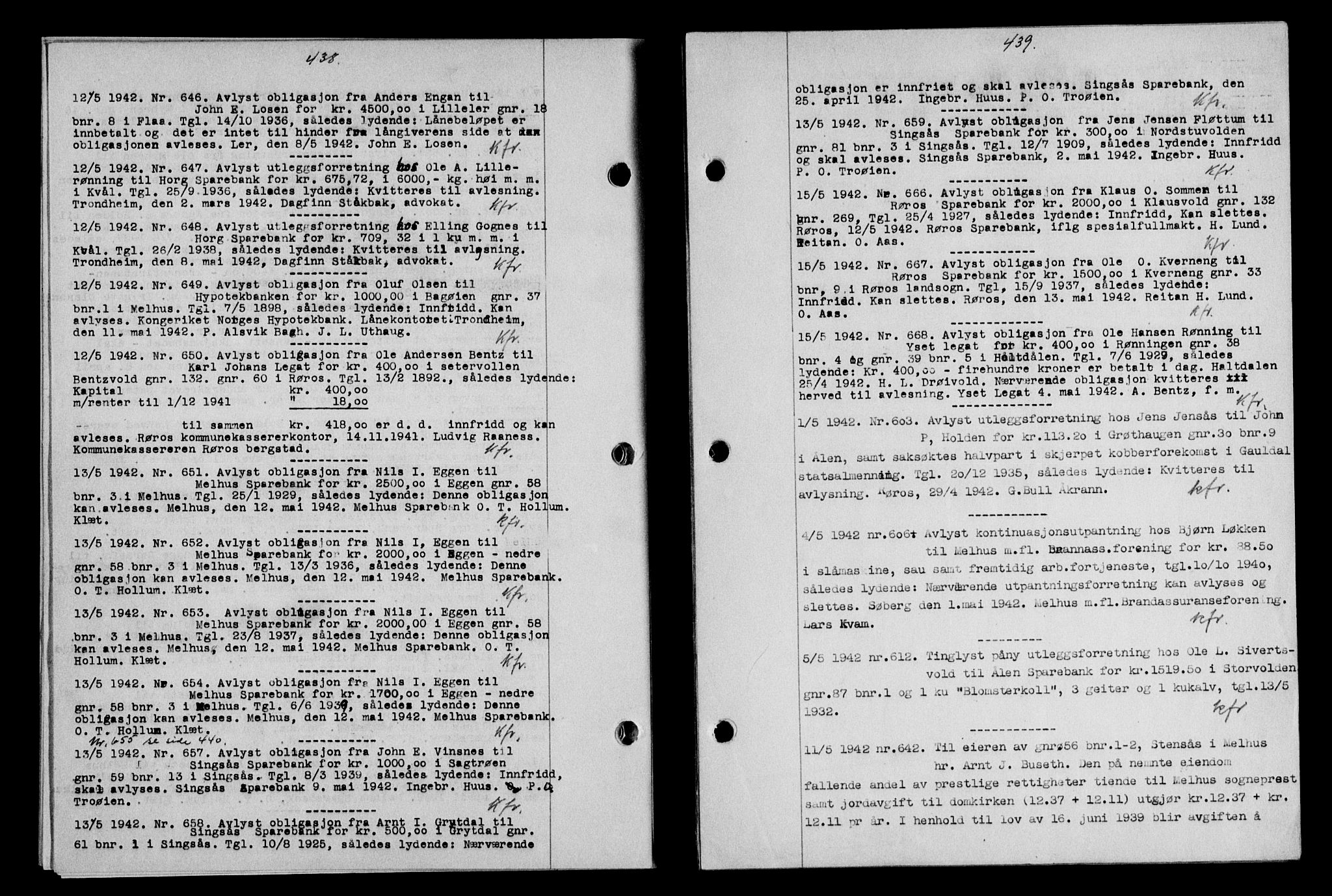 Gauldal sorenskriveri, SAT/A-0014/1/2/2C/L0054: Pantebok nr. 59, 1941-1942, Dagboknr: 646/1942