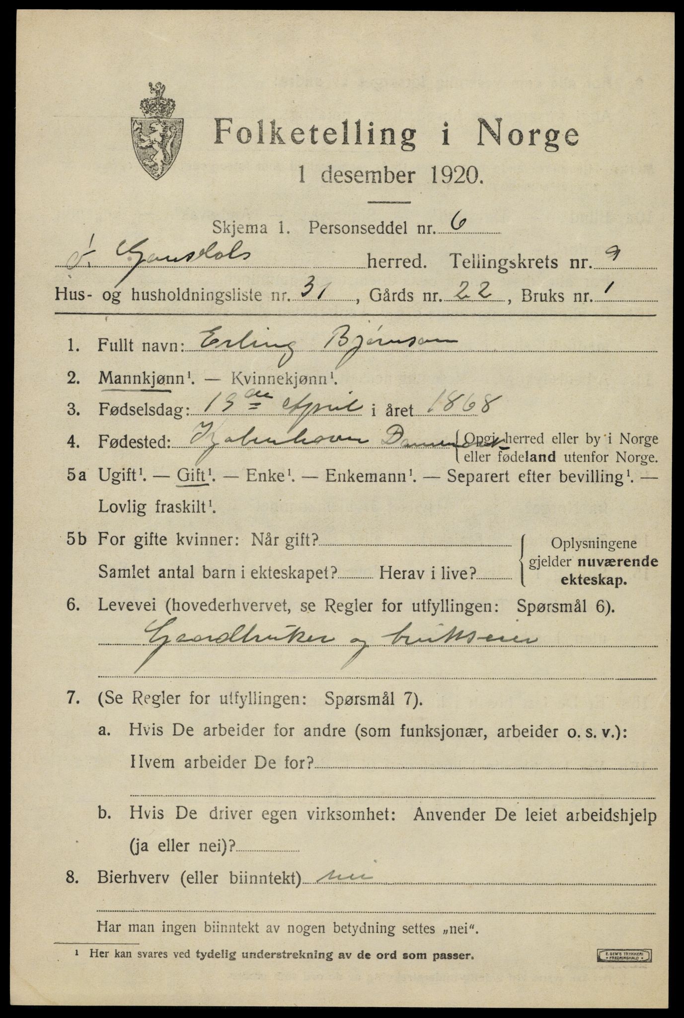 SAH, Folketelling 1920 for 0522 Østre Gausdal herred, 1920, s. 5270