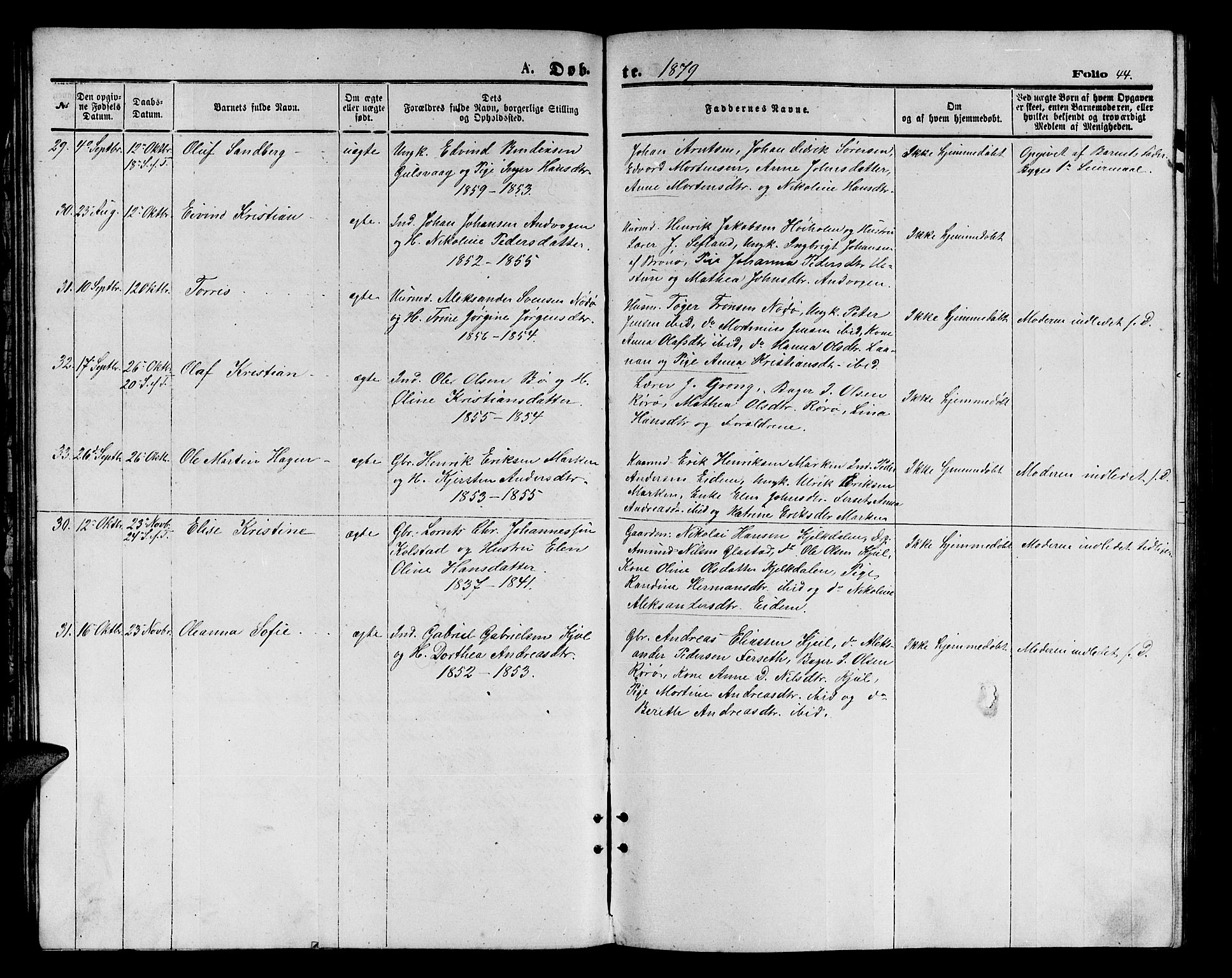 Ministerialprotokoller, klokkerbøker og fødselsregistre - Nordland, AV/SAT-A-1459/816/L0252: Klokkerbok nr. 816C02, 1871-1885, s. 44