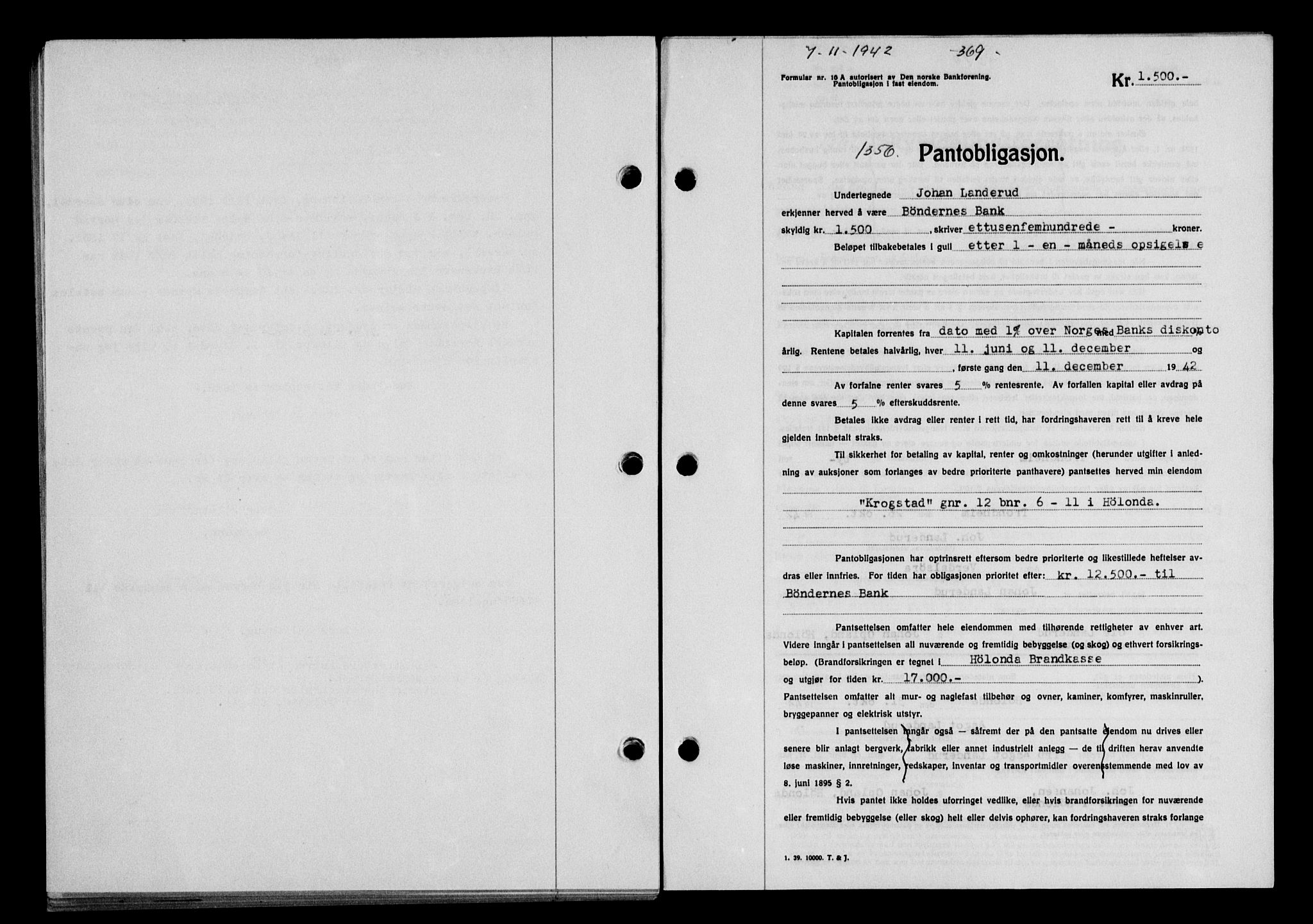 Gauldal sorenskriveri, SAT/A-0014/1/2/2C/L0055: Pantebok nr. 60, 1942-1942, Dagboknr: 1356/1942