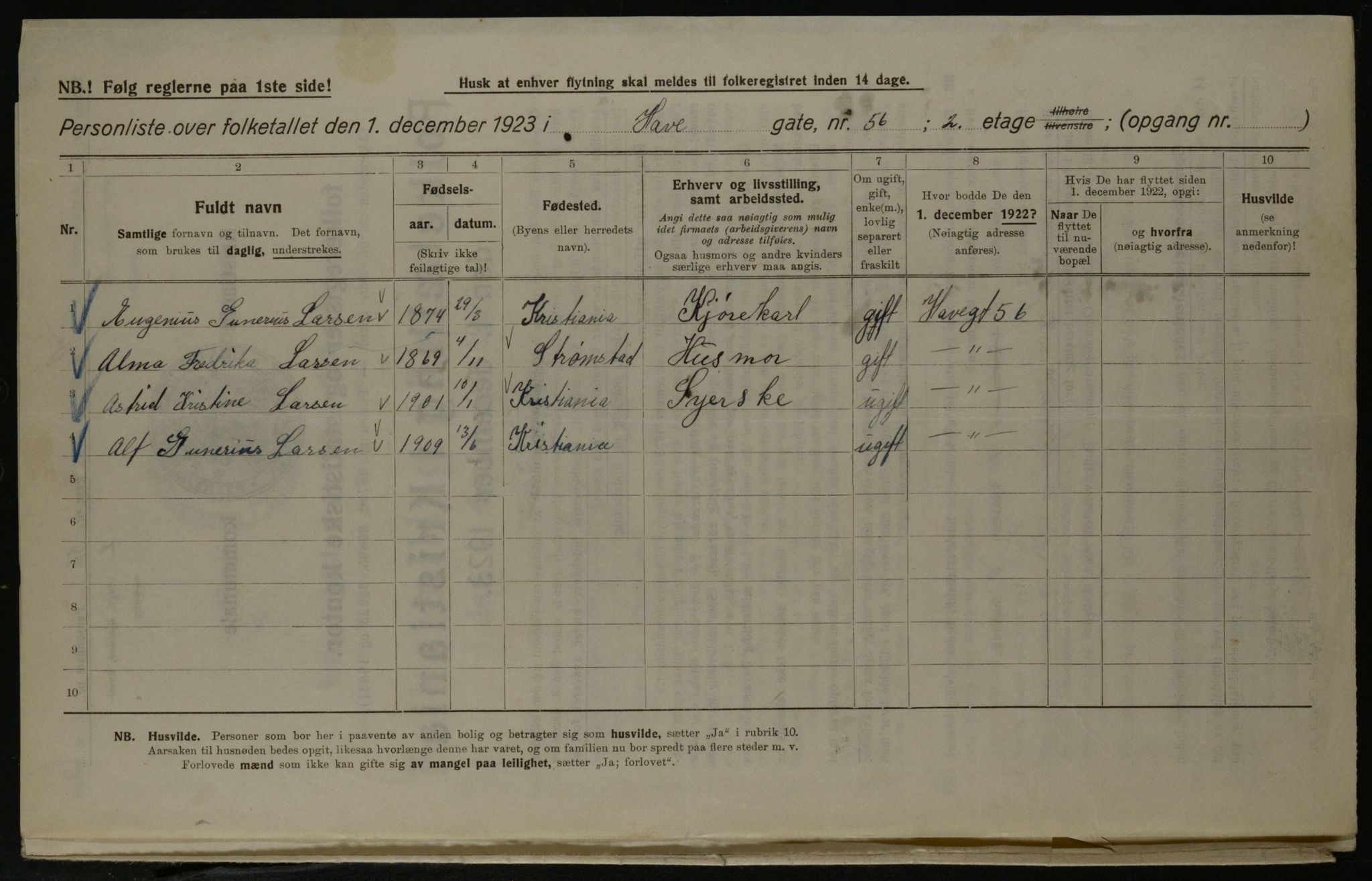 OBA, Kommunal folketelling 1.12.1923 for Kristiania, 1923, s. 38050