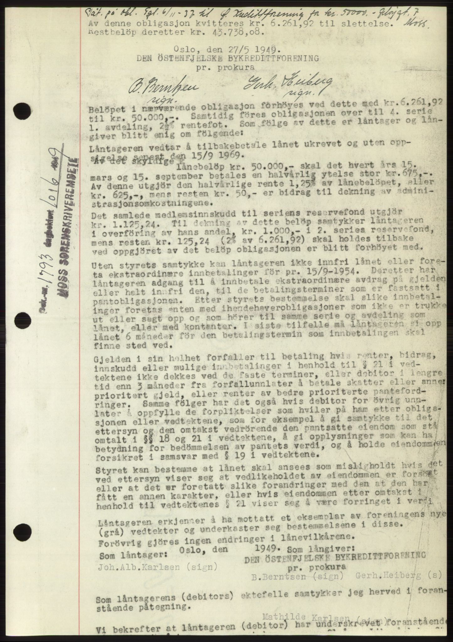 Moss sorenskriveri, SAO/A-10168: Pantebok nr. B22, 1949-1949, Dagboknr: 1793/1949