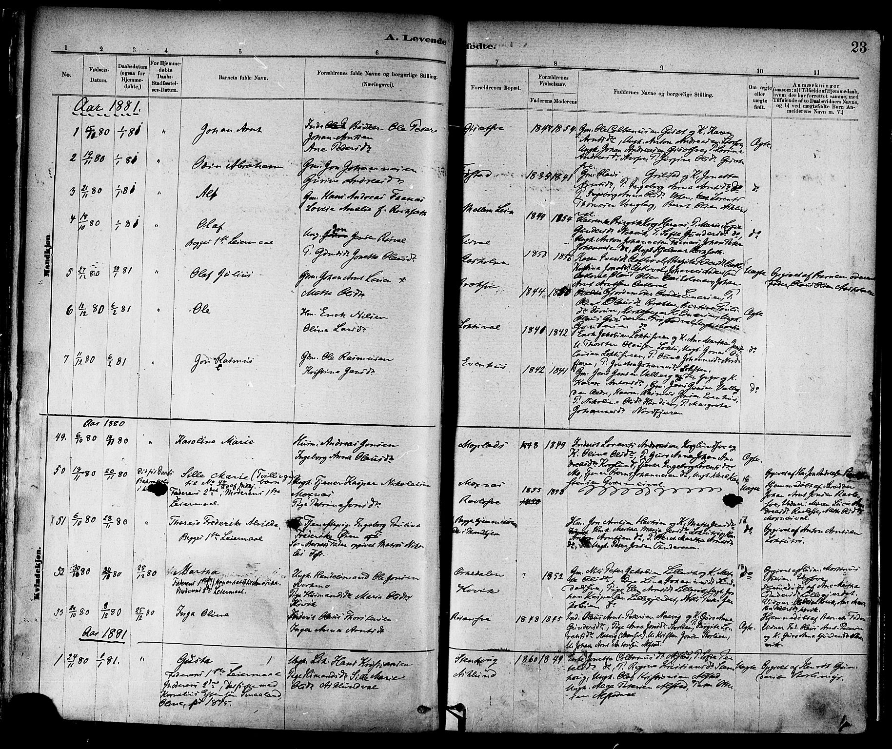 Ministerialprotokoller, klokkerbøker og fødselsregistre - Nord-Trøndelag, SAT/A-1458/713/L0120: Ministerialbok nr. 713A09, 1878-1887, s. 23