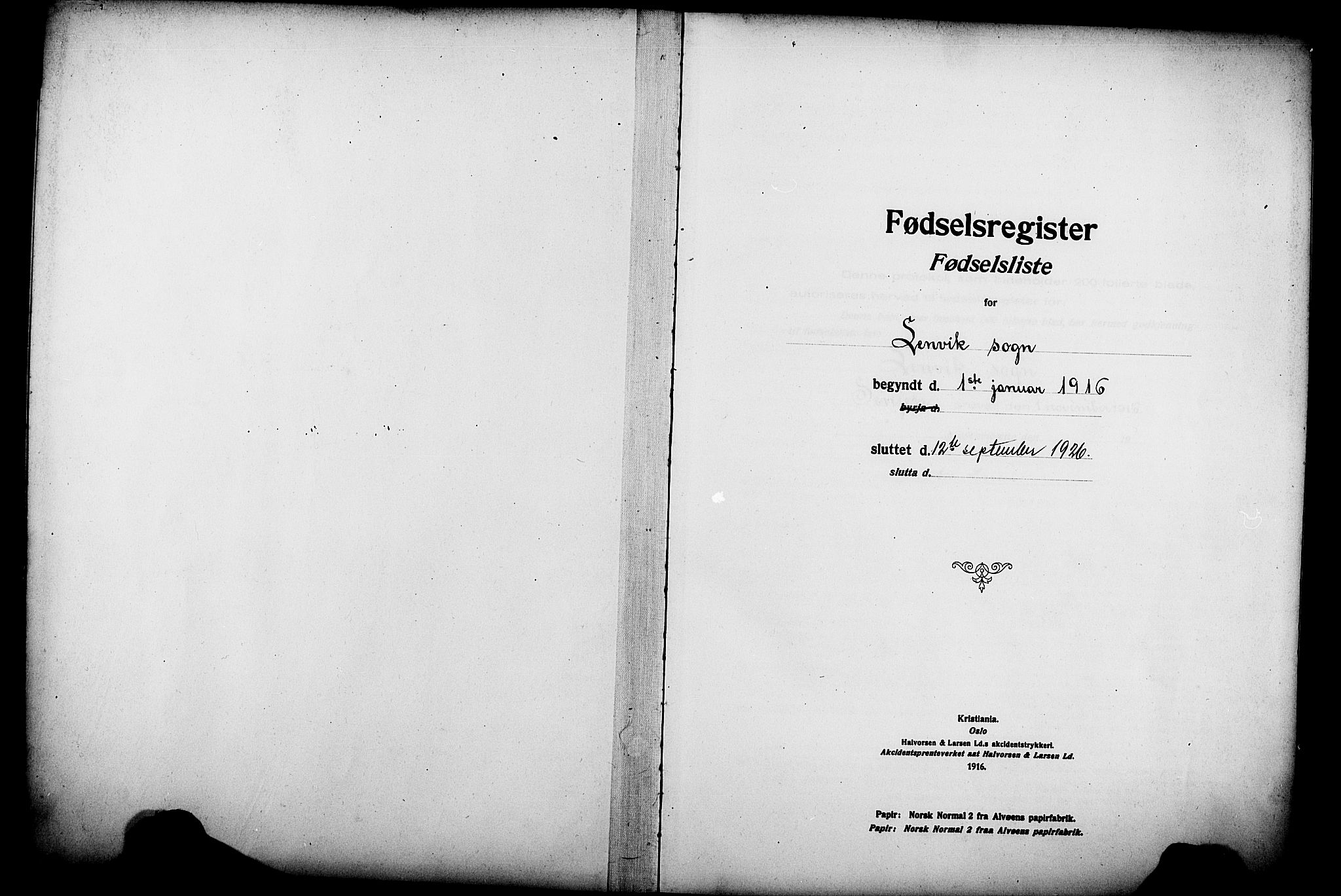 Lenvik sokneprestembete, AV/SATØ-S-1310/I/Ic/L0089: Fødselsregister nr. 89, 1916-1926