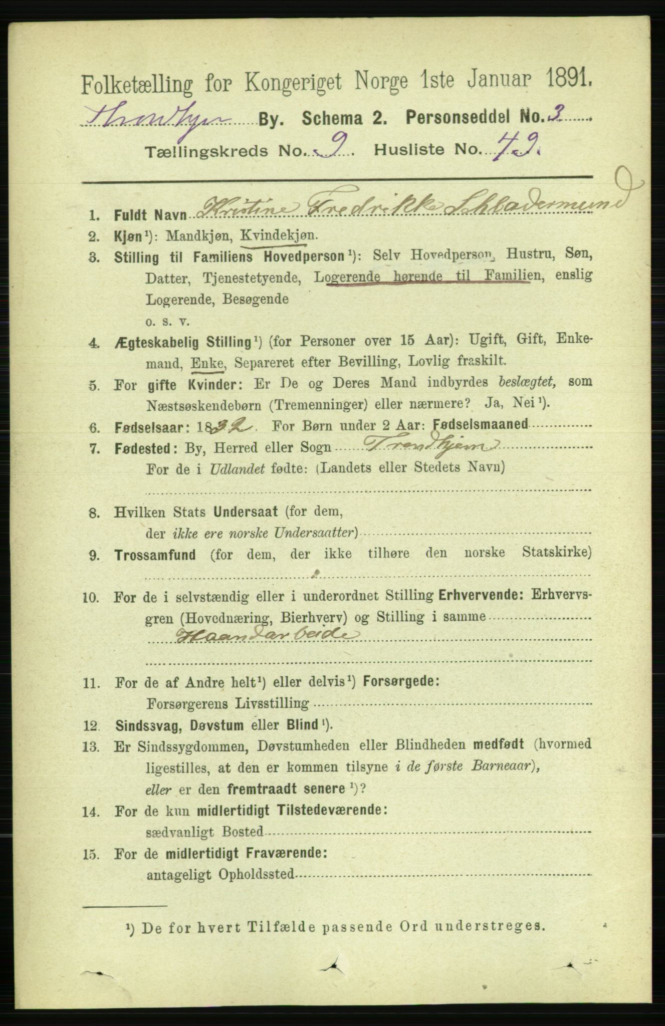RA, Folketelling 1891 for 1601 Trondheim kjøpstad, 1891, s. 8176