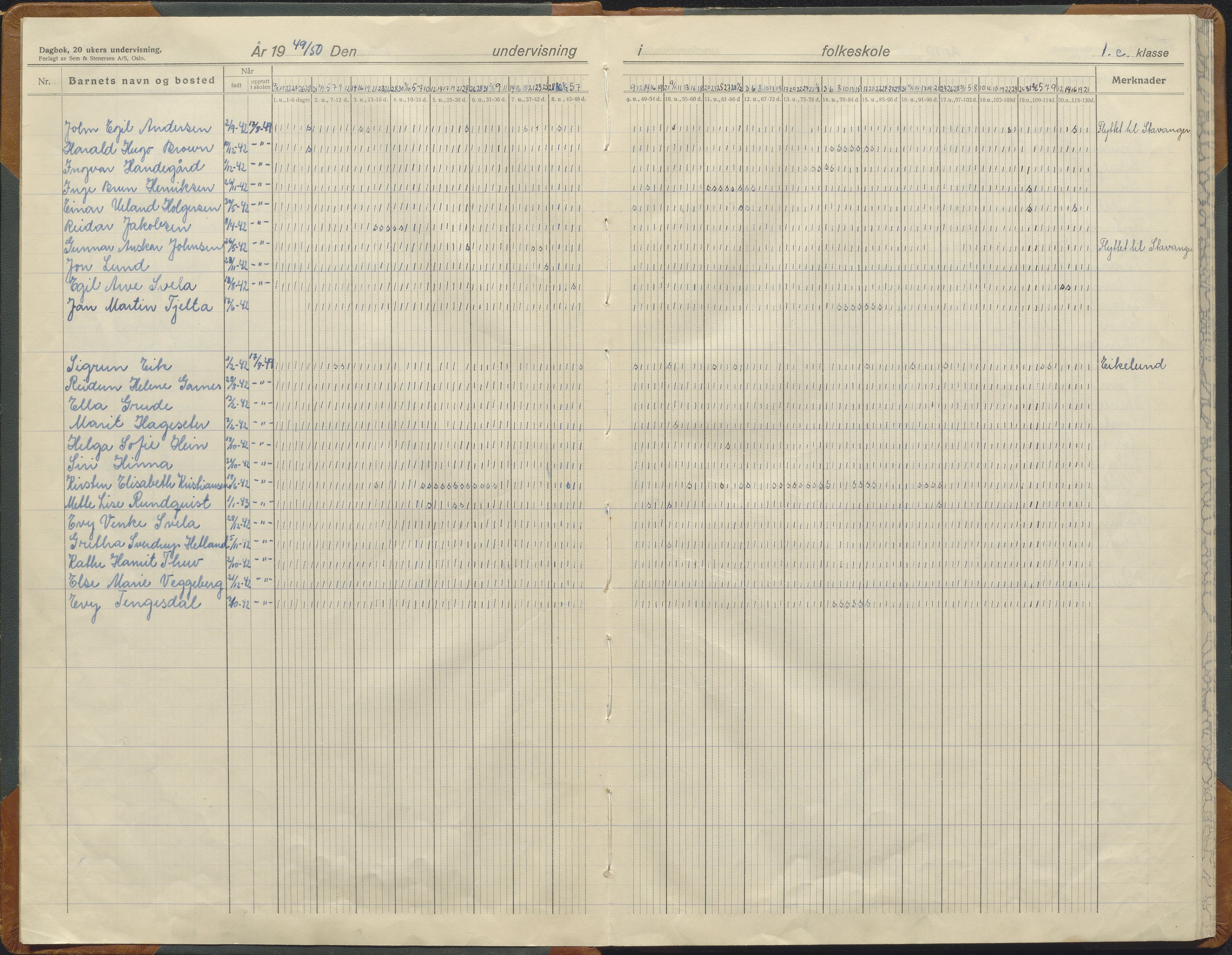 Hetland kommune. Jåtten skole, BYST/A-0148/G/Ga/L0013: Dagbok , 1949-1959