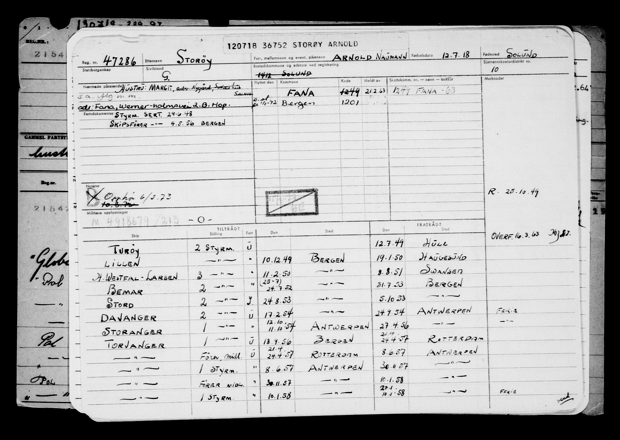 Direktoratet for sjømenn, AV/RA-S-3545/G/Gb/L0160: Hovedkort, 1918, s. 275