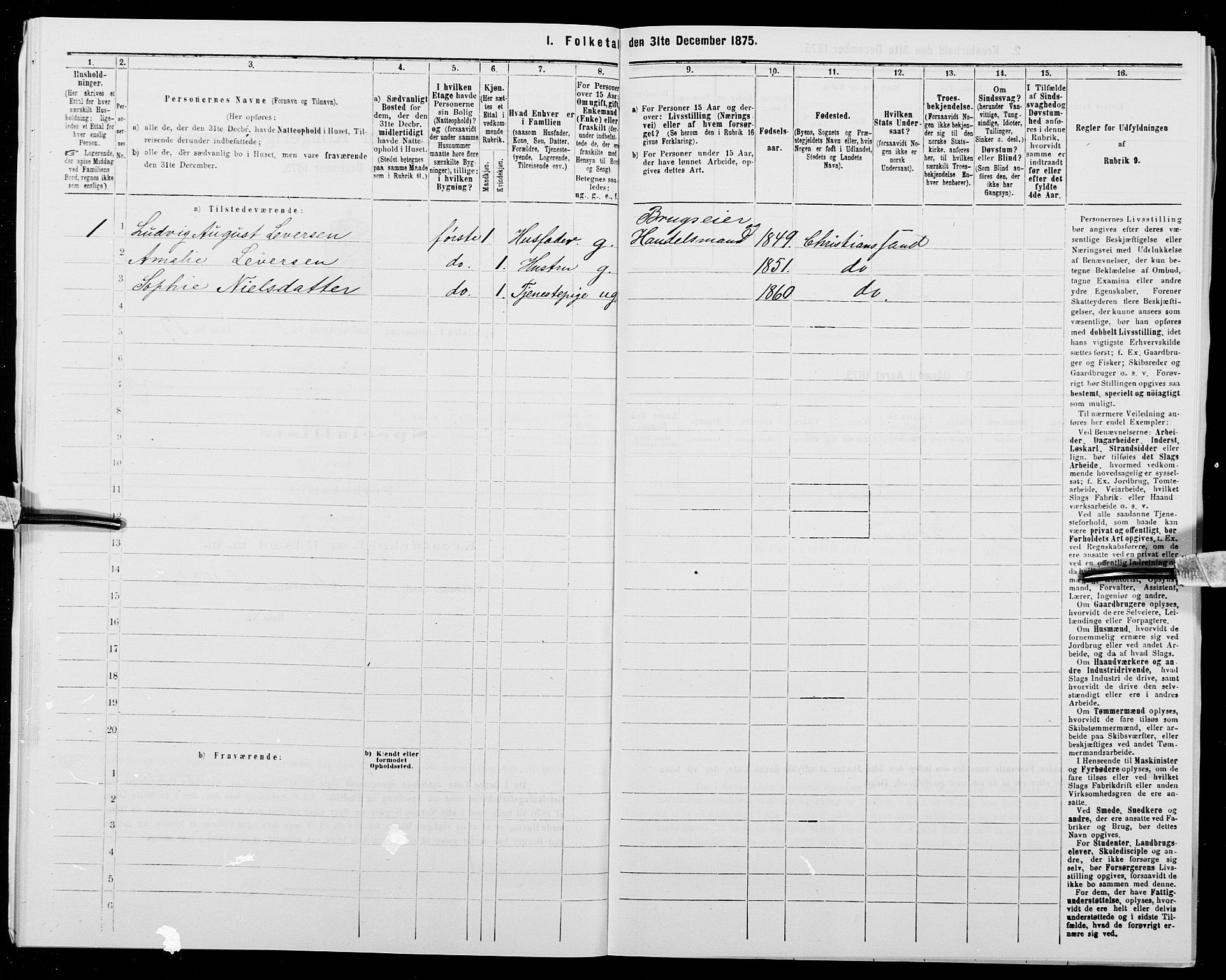 SAK, Folketelling 1875 for 1001P Kristiansand prestegjeld, 1875, s. 53