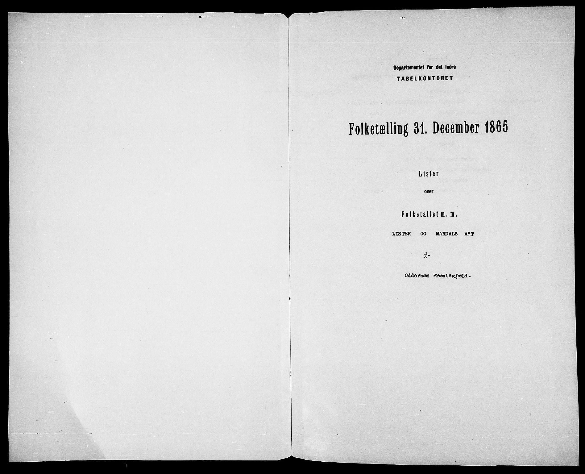 RA, Folketelling 1865 for 1012P Oddernes prestegjeld, 1865, s. 3
