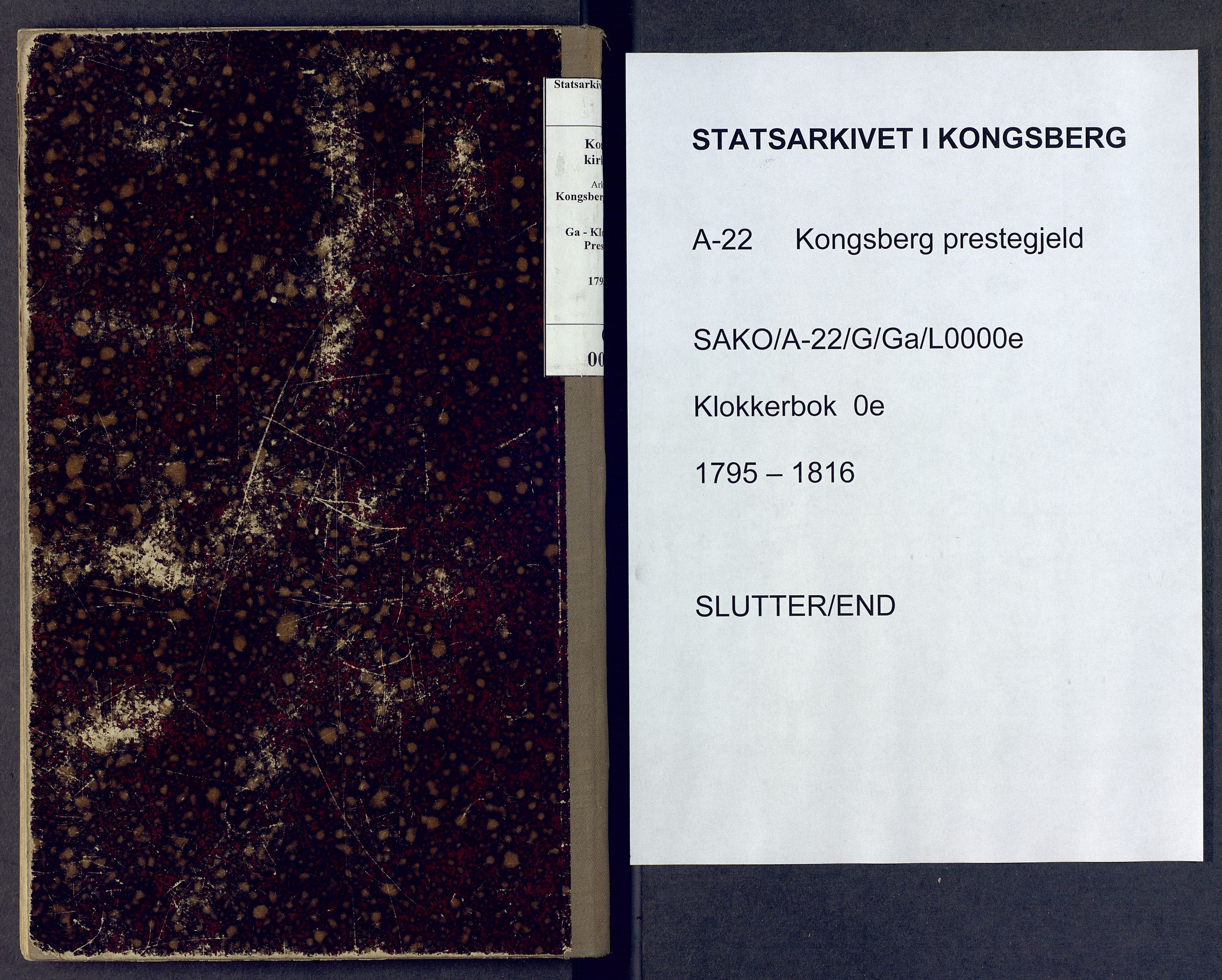 Kongsberg kirkebøker, SAKO/A-22/G/Ga/L0000e: Klokkerbok nr. 0e, 1795-1816