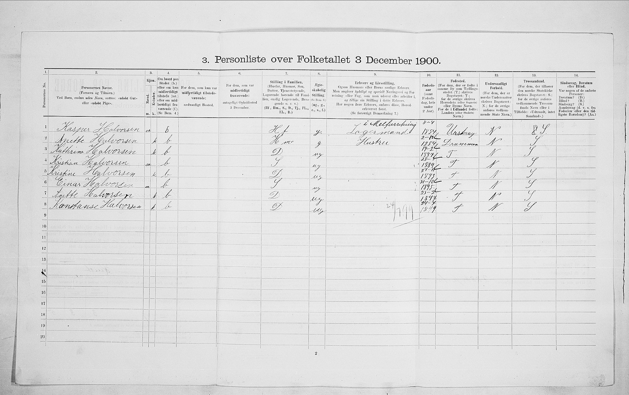 SAO, Folketelling 1900 for 0301 Kristiania kjøpstad, 1900, s. 80896