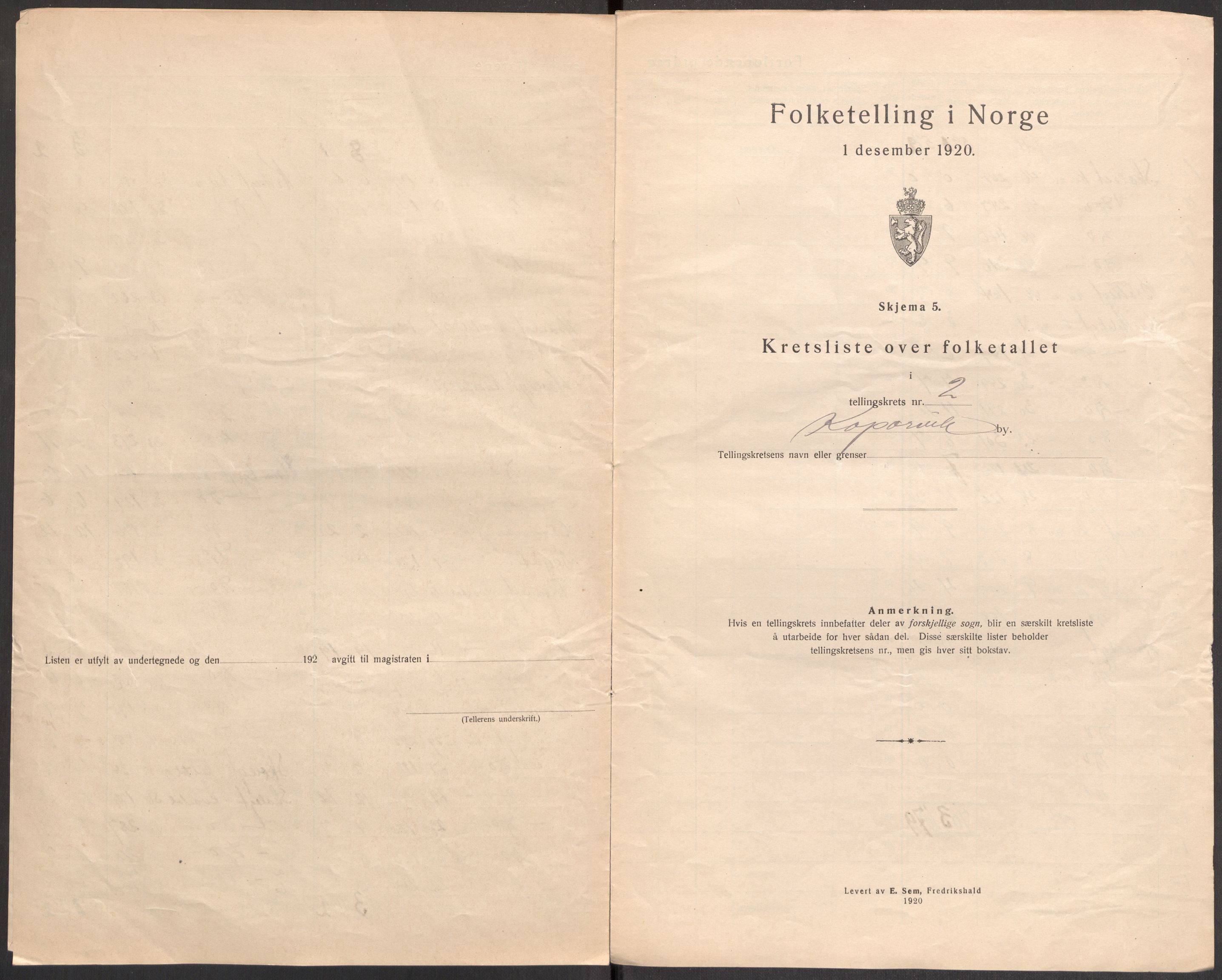 SAST, Folketelling 1920 for 1105 Kopervik ladested, 1920, s. 12