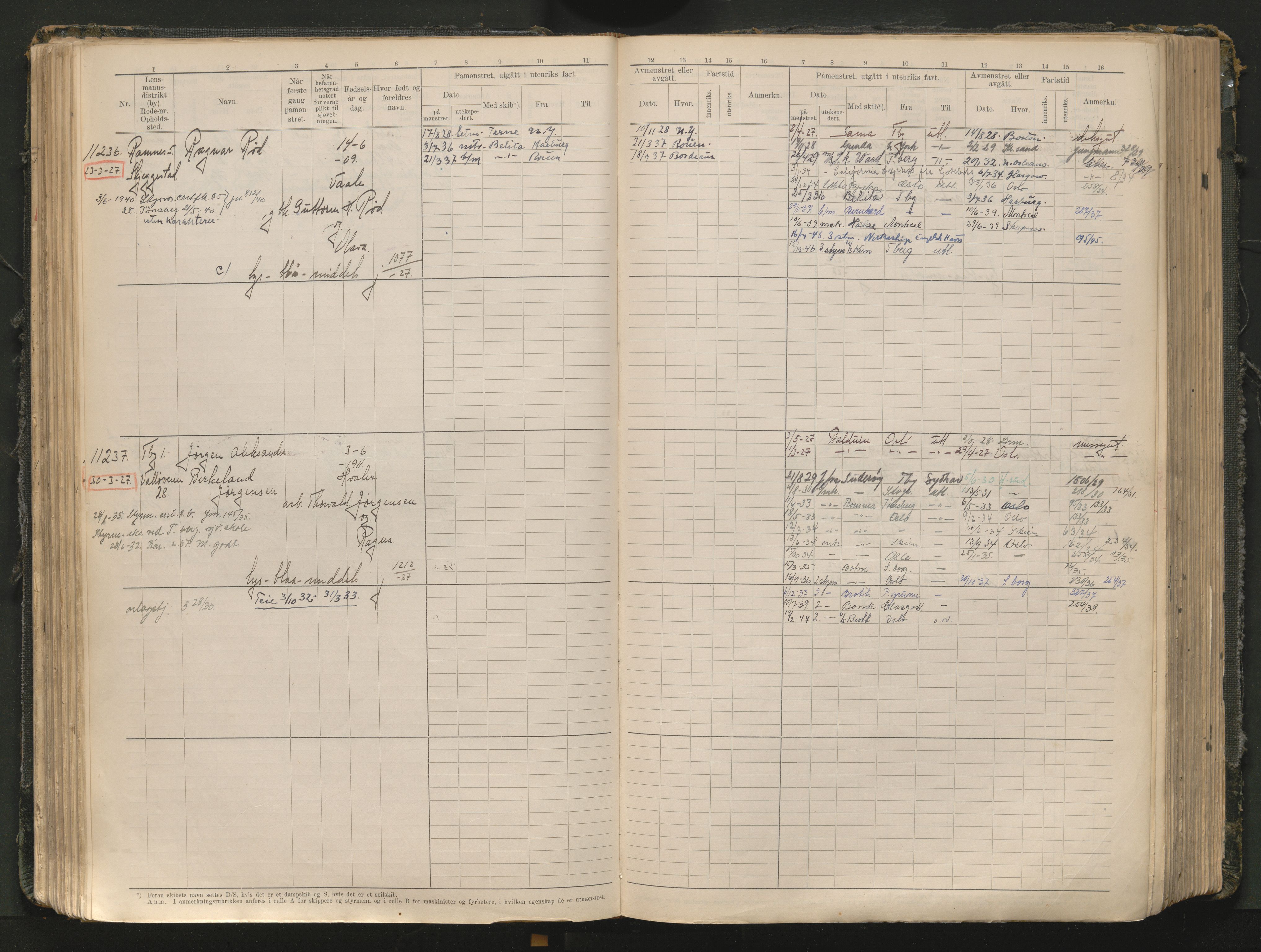 Tønsberg innrulleringskontor, AV/SAKO-A-786/F/Fc/Fcb/L0012: Hovedrulle Patent nr. 10828-12216, 1925-1948