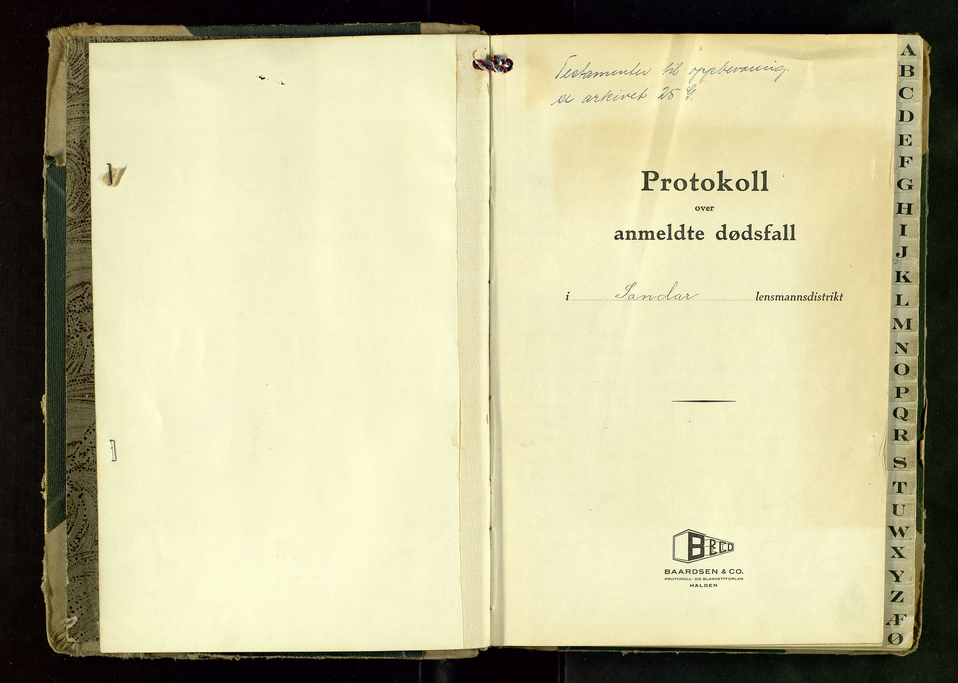 Sandar lensmannskontor, AV/SAKO-A-545/H/Ha/L0010: Dødsanmeldelsesprotokoll, 1944-1947