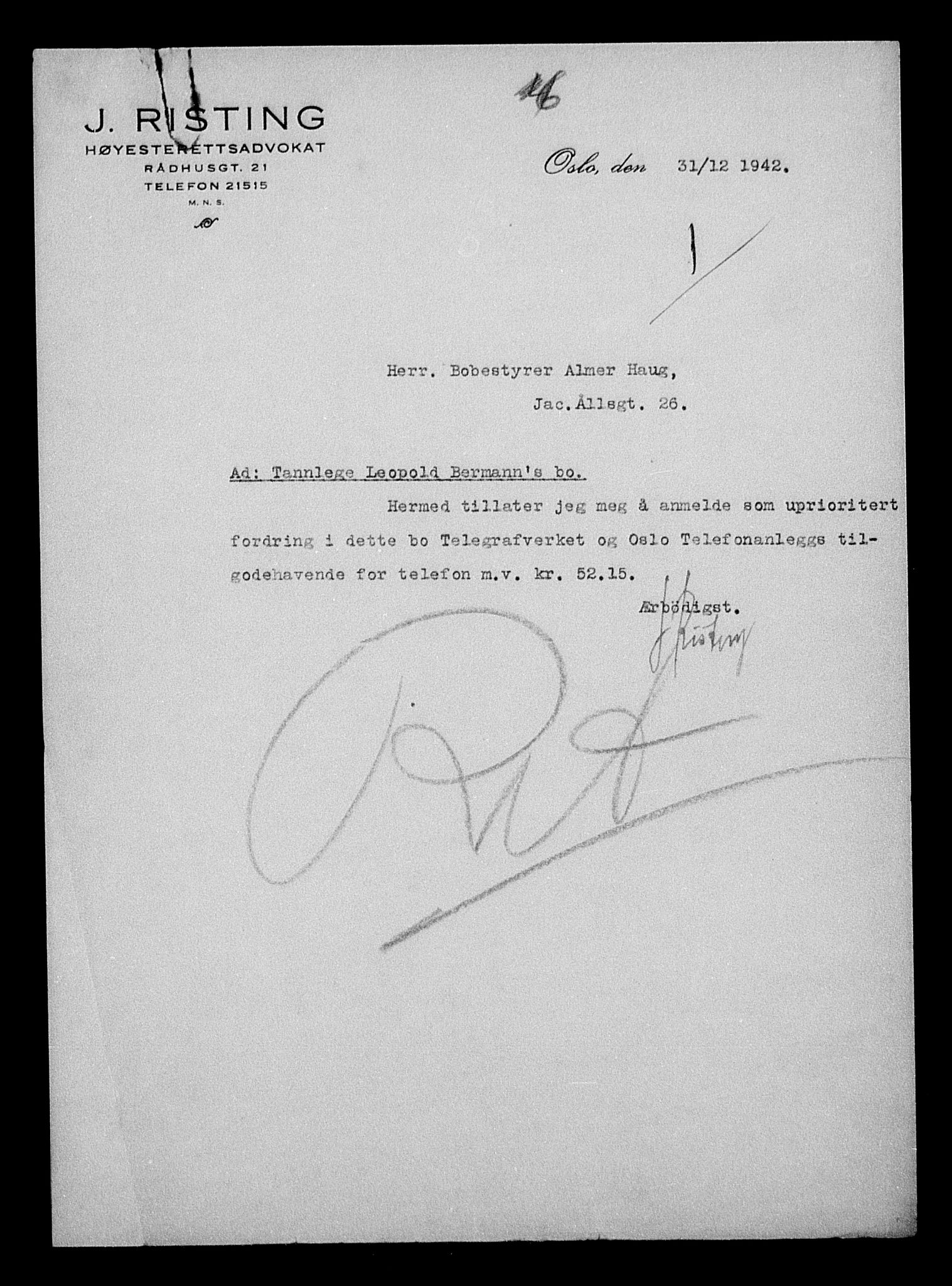 Justisdepartementet, Tilbakeføringskontoret for inndratte formuer, AV/RA-S-1564/H/Hc/Hcc/L0921: --, 1945-1947, s. 394