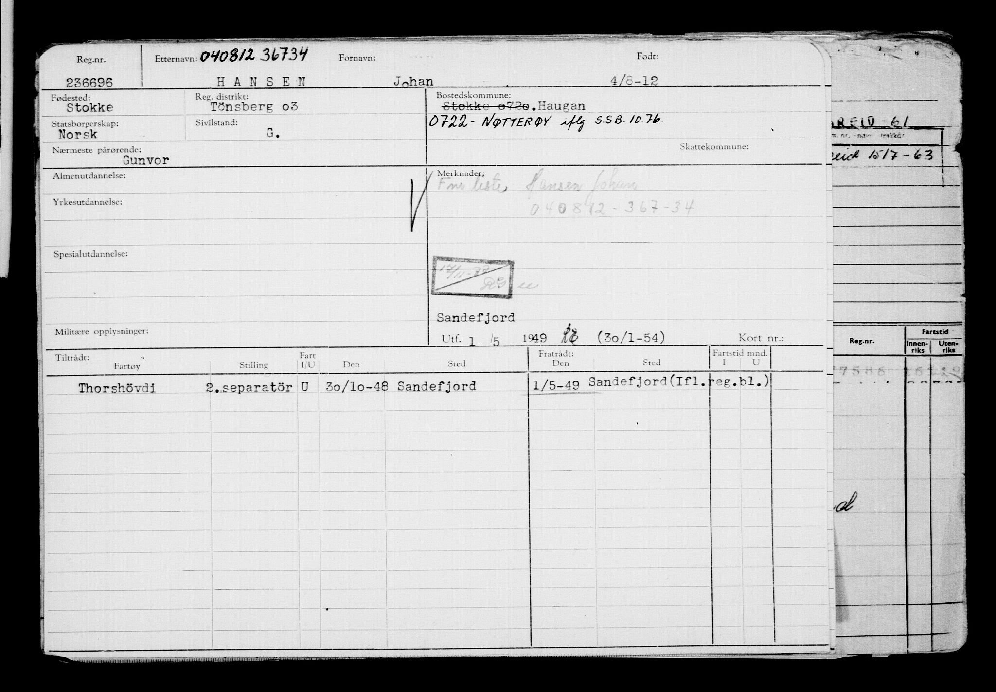 Direktoratet for sjømenn, AV/RA-S-3545/G/Gb/L0106: Hovedkort, 1912, s. 339