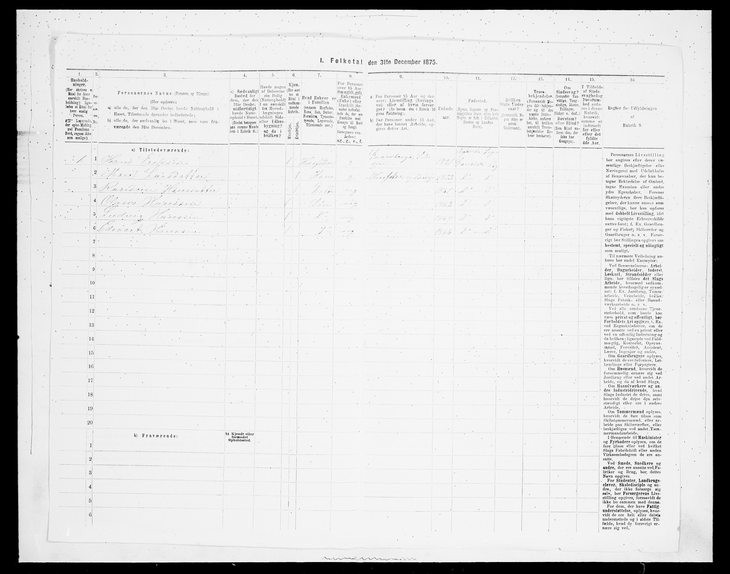 SAH, Folketelling 1875 for 0522P Gausdal prestegjeld, 1875, s. 1407