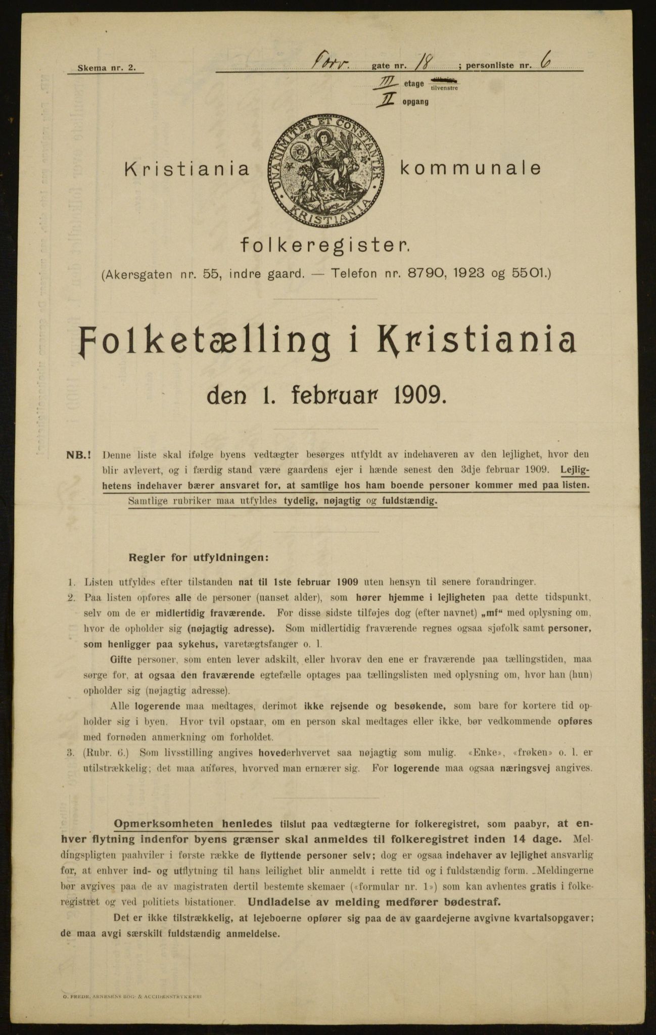 OBA, Kommunal folketelling 1.2.1909 for Kristiania kjøpstad, 1909, s. 103439