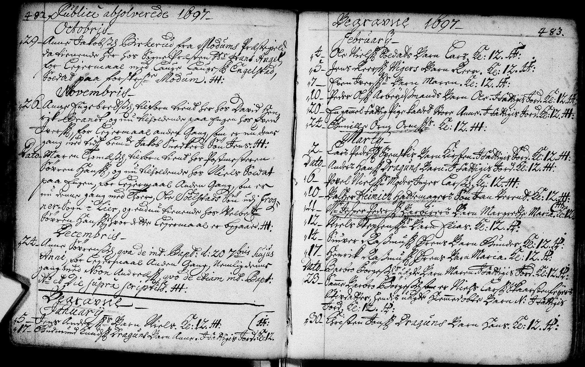 Bragernes kirkebøker, AV/SAKO-A-6/F/Fa/L0002: Ministerialbok nr. I 2, 1680-1705, s. 482-483