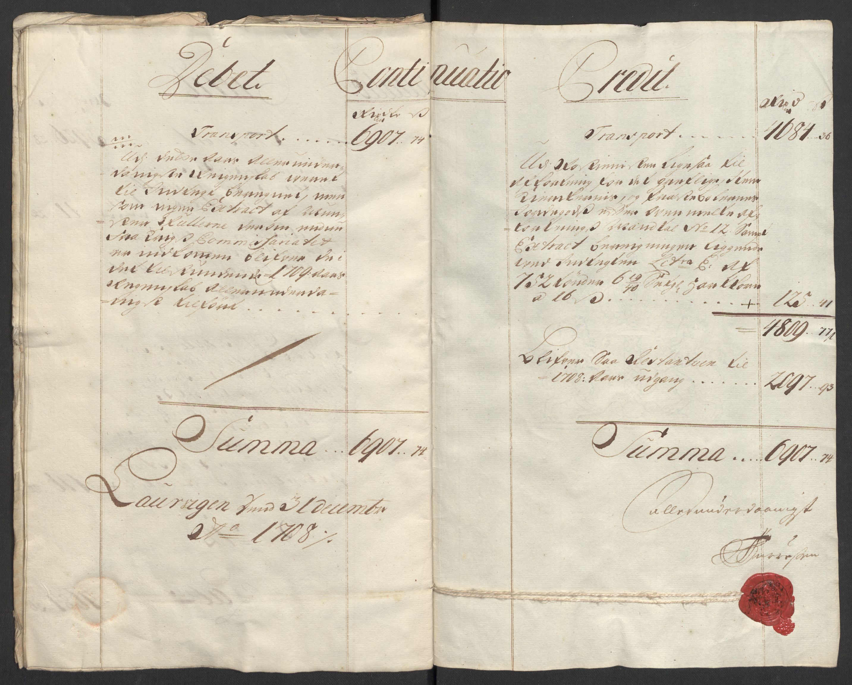 Rentekammeret inntil 1814, Reviderte regnskaper, Fogderegnskap, RA/EA-4092/R33/L1980: Fogderegnskap Larvik grevskap, 1707-1708, s. 201