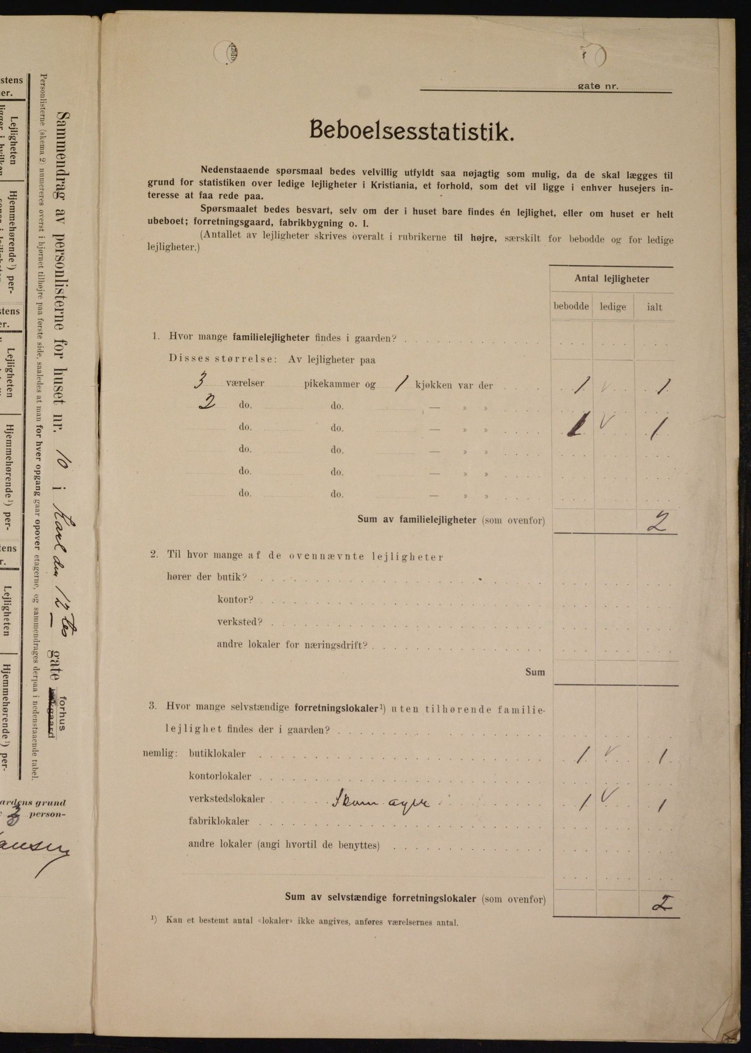 OBA, Kommunal folketelling 1.2.1909 for Kristiania kjøpstad, 1909, s. 44138