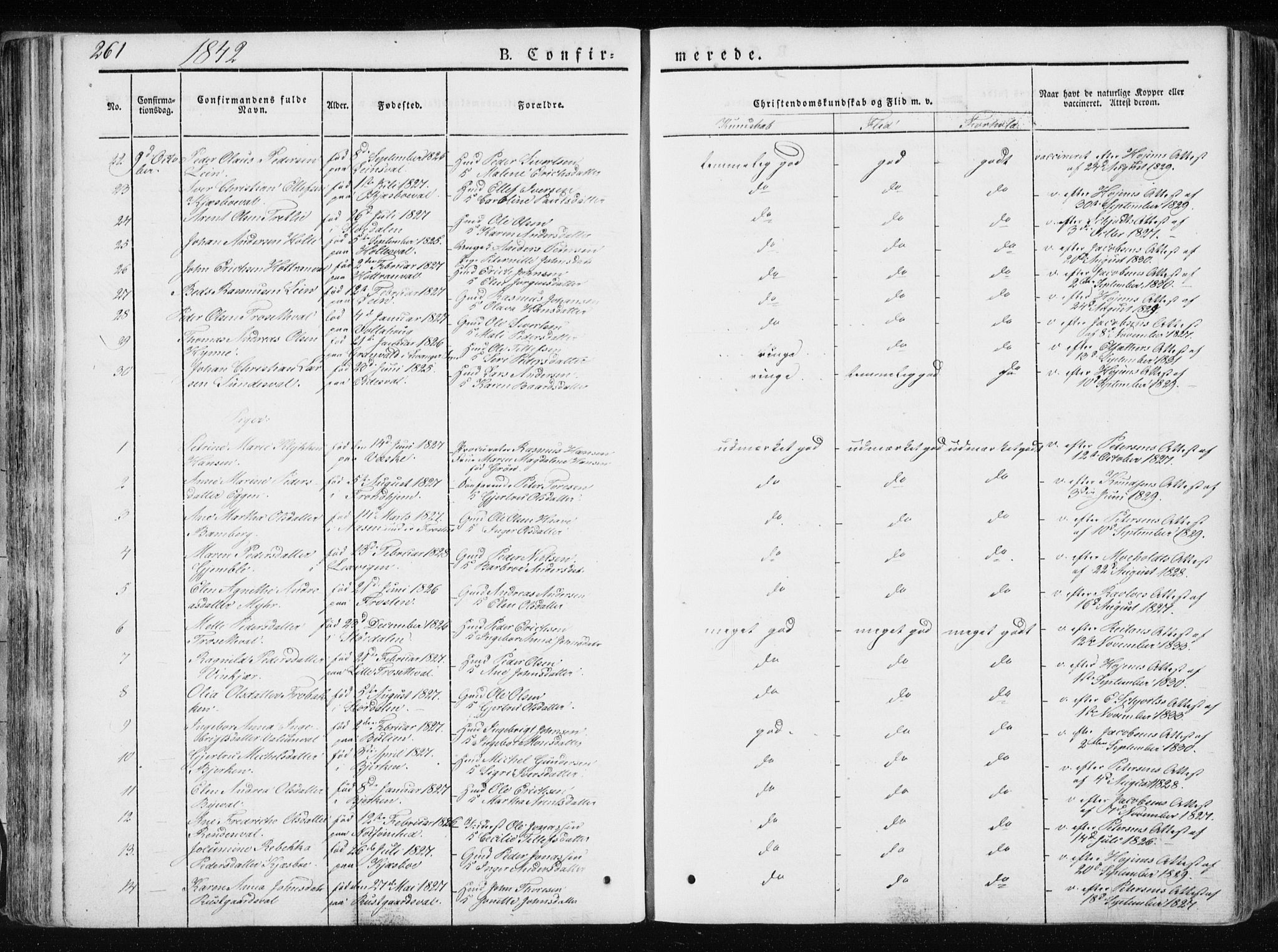 Ministerialprotokoller, klokkerbøker og fødselsregistre - Nord-Trøndelag, SAT/A-1458/717/L0154: Ministerialbok nr. 717A06 /1, 1836-1849, s. 261