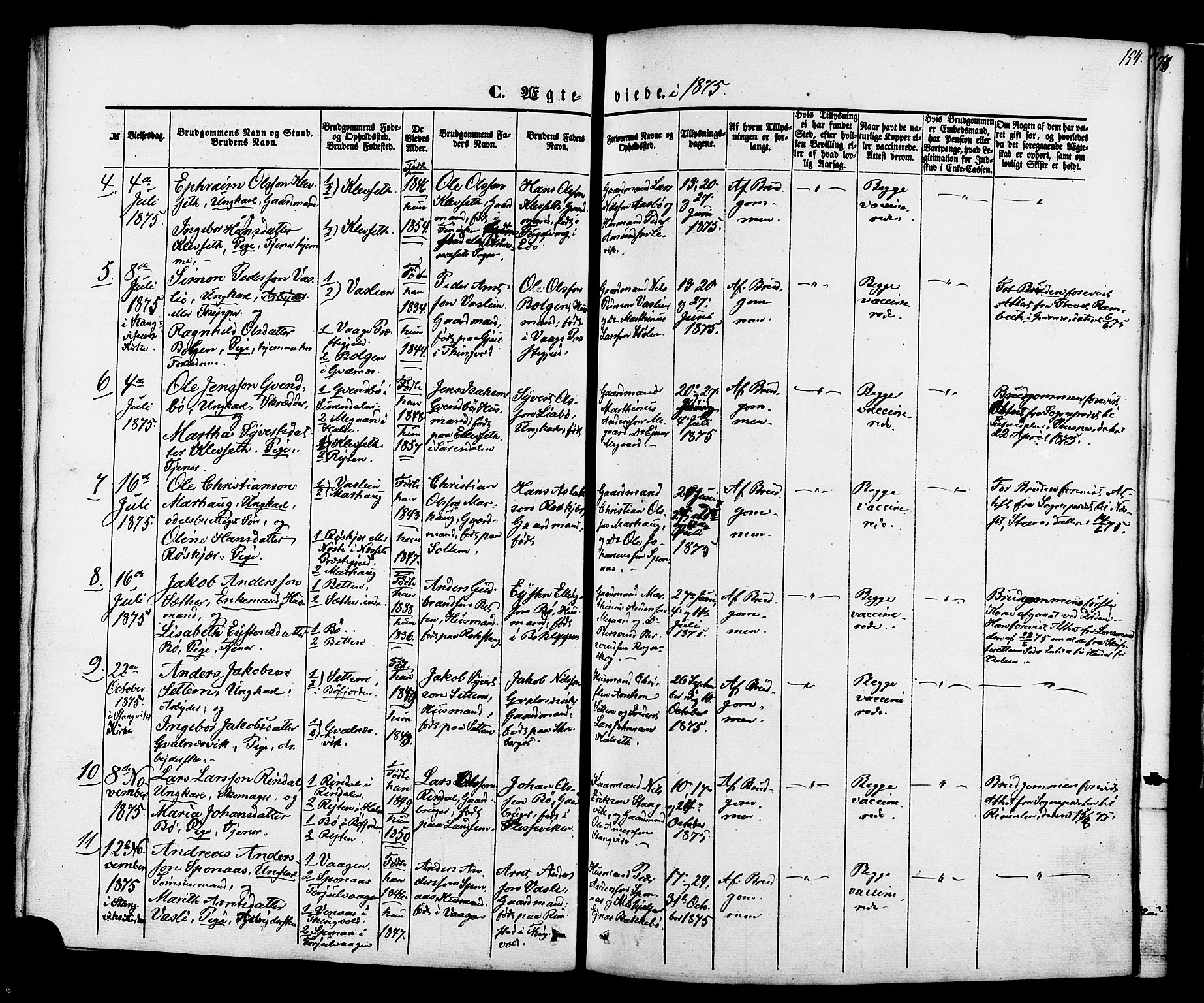 Ministerialprotokoller, klokkerbøker og fødselsregistre - Møre og Romsdal, AV/SAT-A-1454/576/L0884: Ministerialbok nr. 576A02, 1865-1879, s. 154