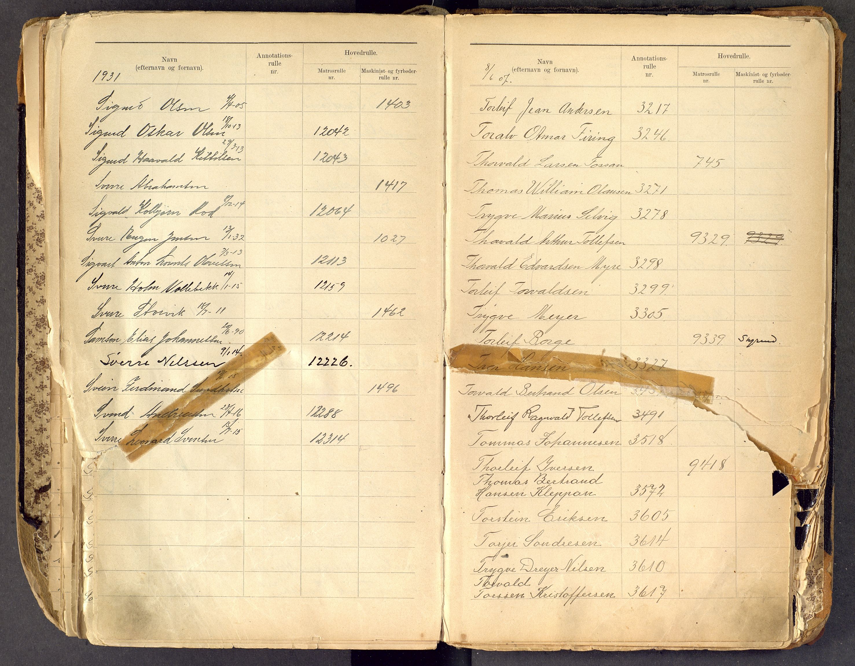 Tønsberg innrulleringskontor, AV/SAKO-A-786/G/Ga/L0002: Register til annotasjons- og hovedrulle, 1907-1933, s. 198
