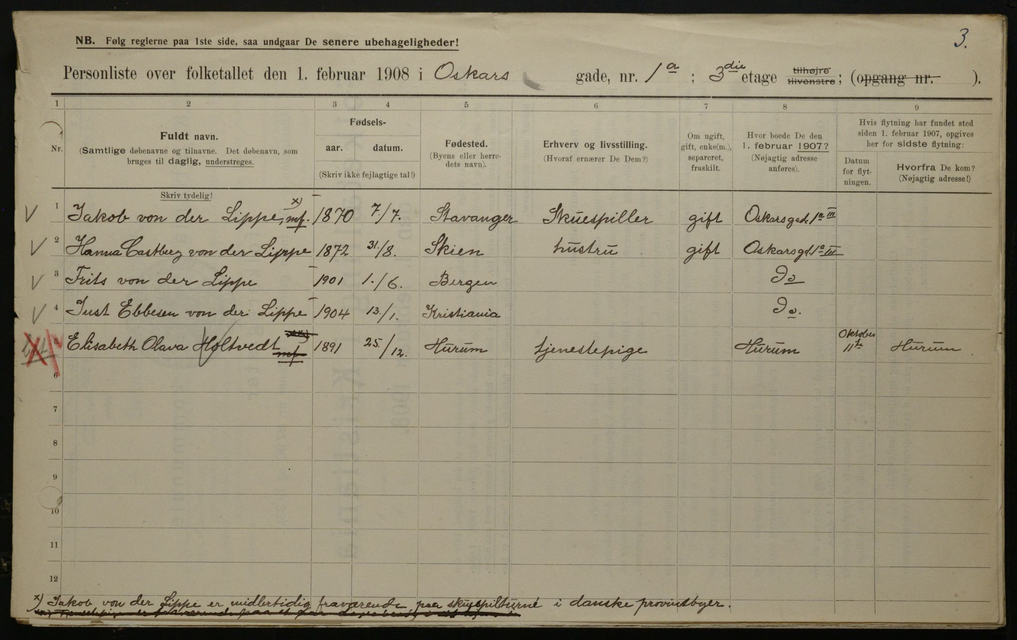 OBA, Kommunal folketelling 1.2.1908 for Kristiania kjøpstad, 1908, s. 68159