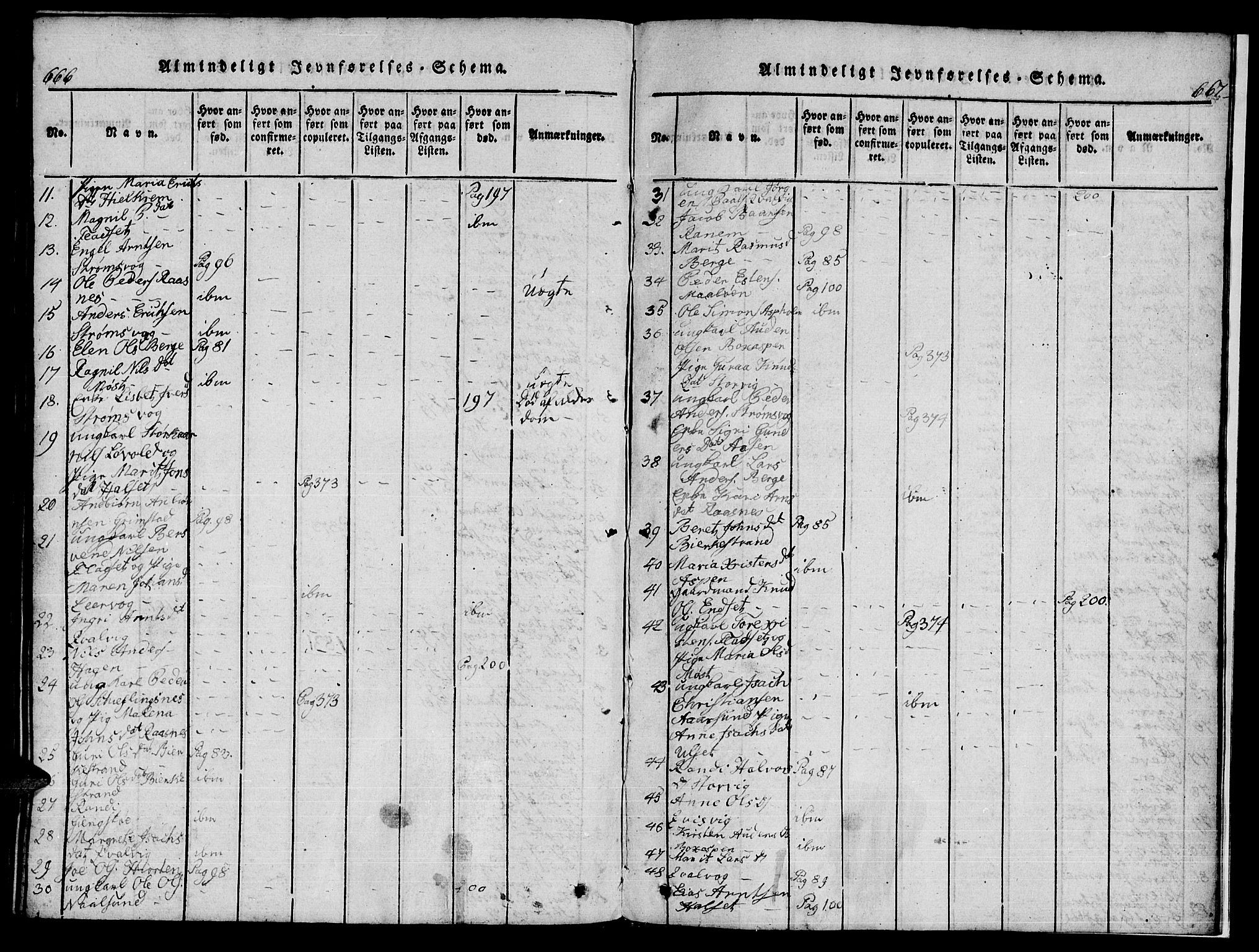 Ministerialprotokoller, klokkerbøker og fødselsregistre - Møre og Romsdal, AV/SAT-A-1454/573/L0873: Klokkerbok nr. 573C01, 1819-1834, s. 666-667