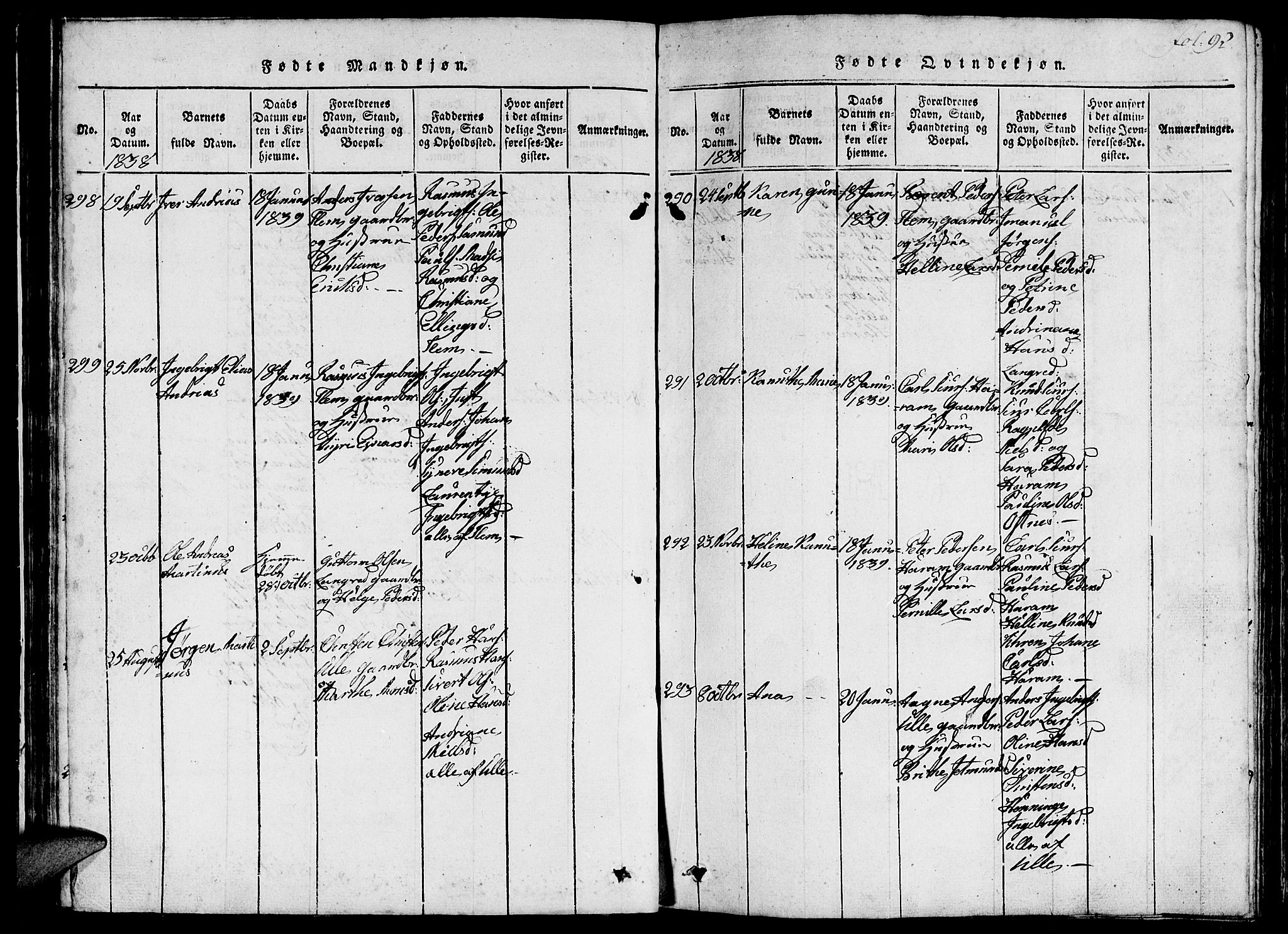 Ministerialprotokoller, klokkerbøker og fødselsregistre - Møre og Romsdal, AV/SAT-A-1454/536/L0506: Klokkerbok nr. 536C01, 1818-1859, s. 92