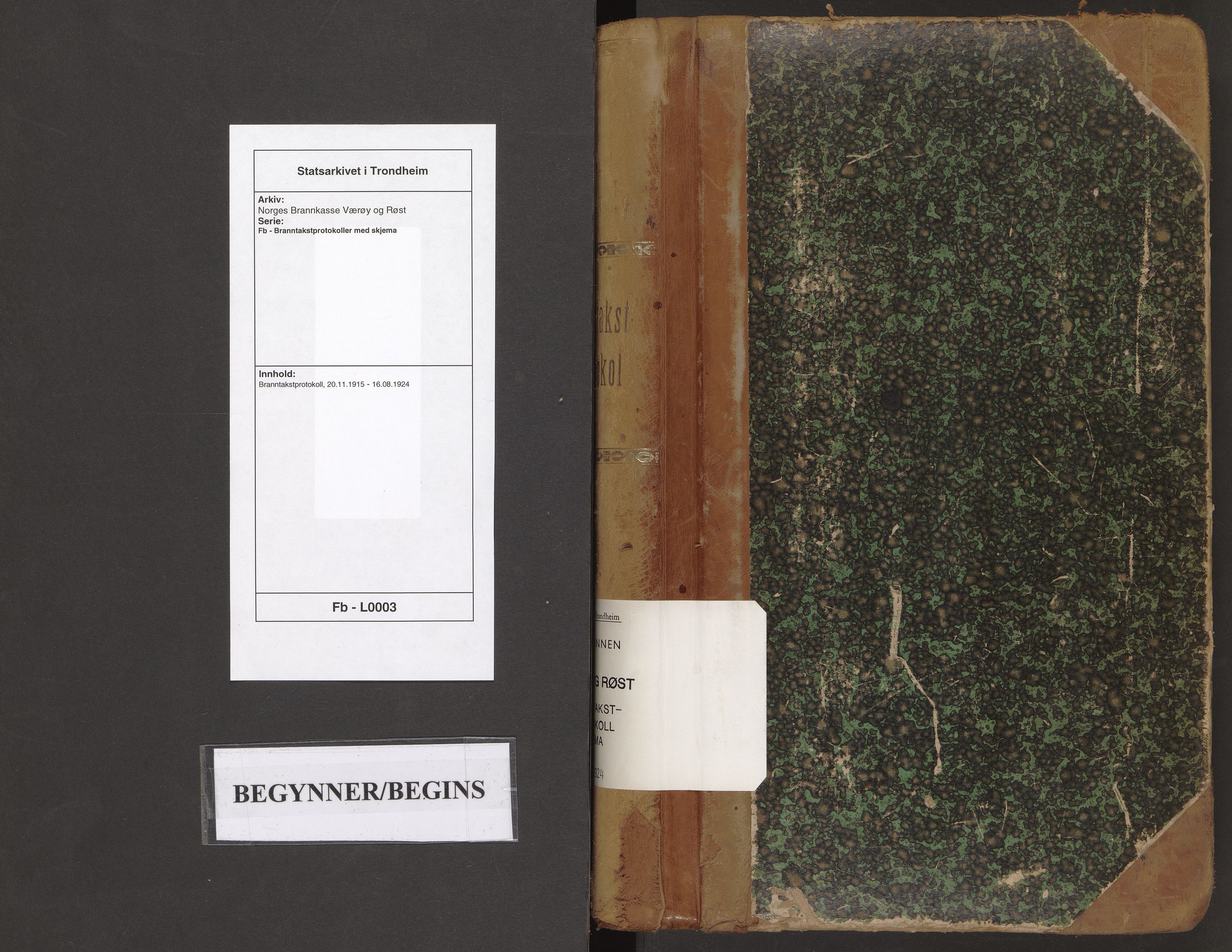 Norges Brannkasse Værøy og Røst, AV/SAT-A-5586/Fb/L0003: Branntakstprotokoll, 1915-1924