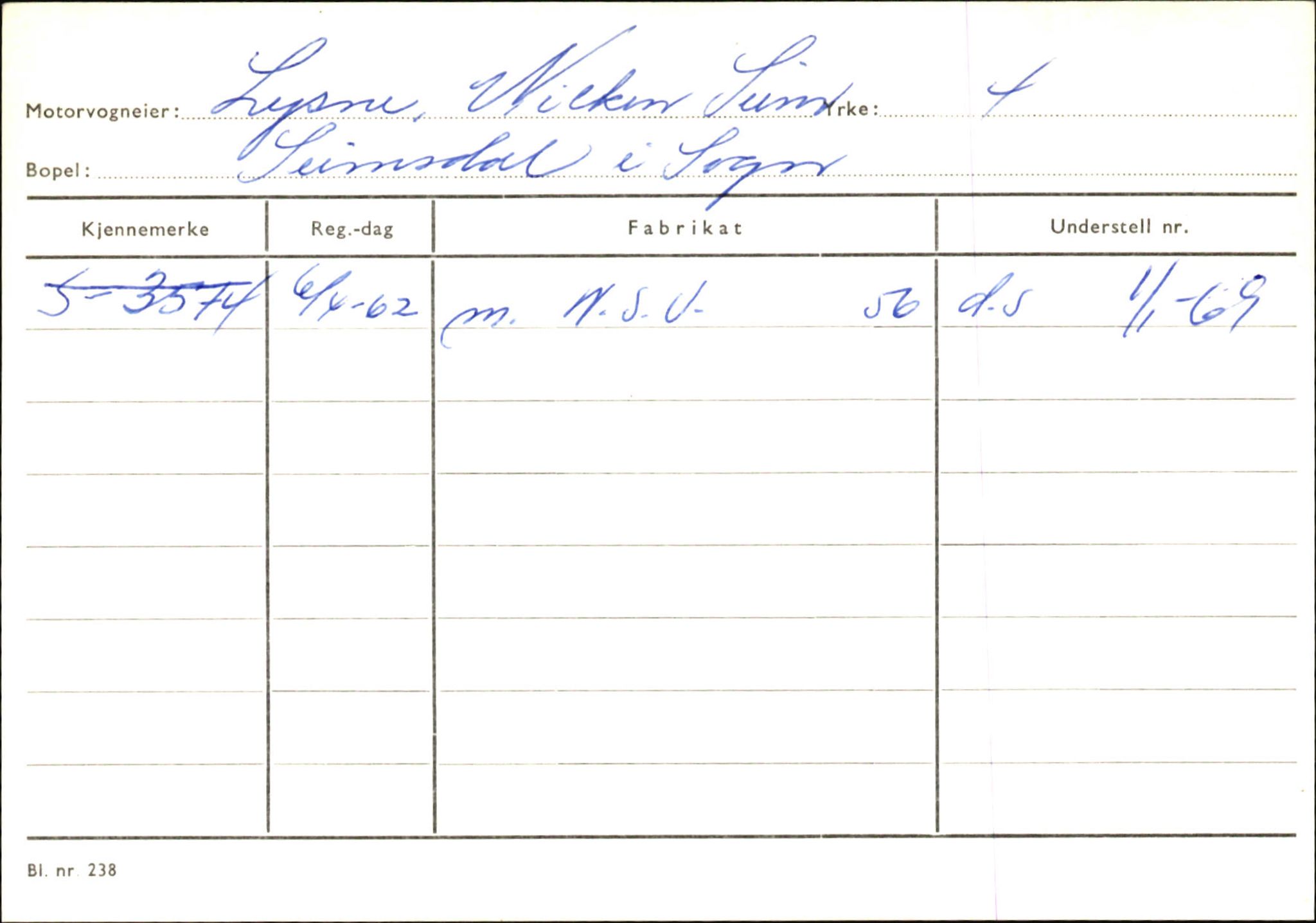 Statens vegvesen, Sogn og Fjordane vegkontor, SAB/A-5301/4/F/L0145: Registerkort Vågsøy S-Å. Årdal I-P, 1945-1975, s. 1531