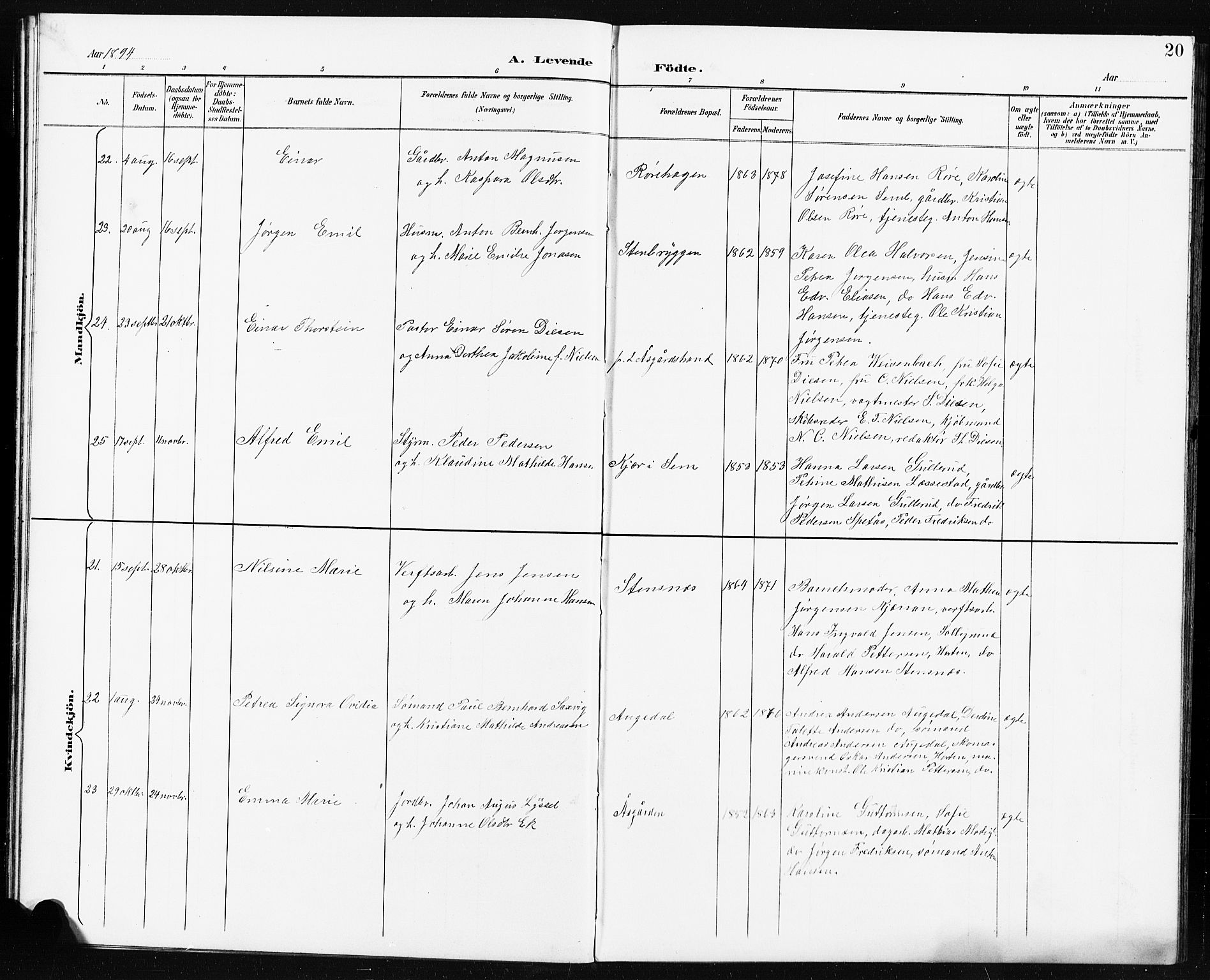 Borre kirkebøker, AV/SAKO-A-338/G/Ga/L0004: Klokkerbok nr. I 4, 1892-1913, s. 20