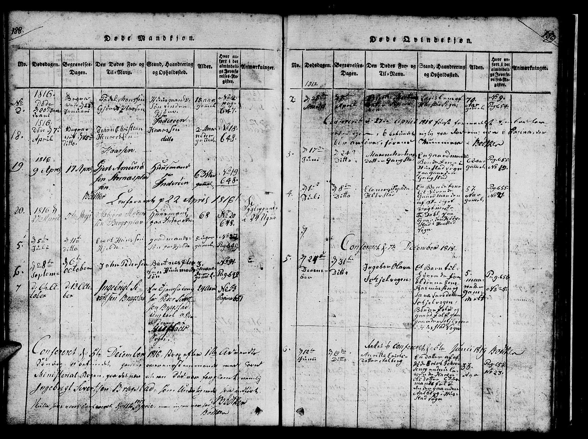 Ministerialprotokoller, klokkerbøker og fødselsregistre - Nord-Trøndelag, SAT/A-1458/732/L0317: Klokkerbok nr. 732C01, 1816-1881, s. 188-189