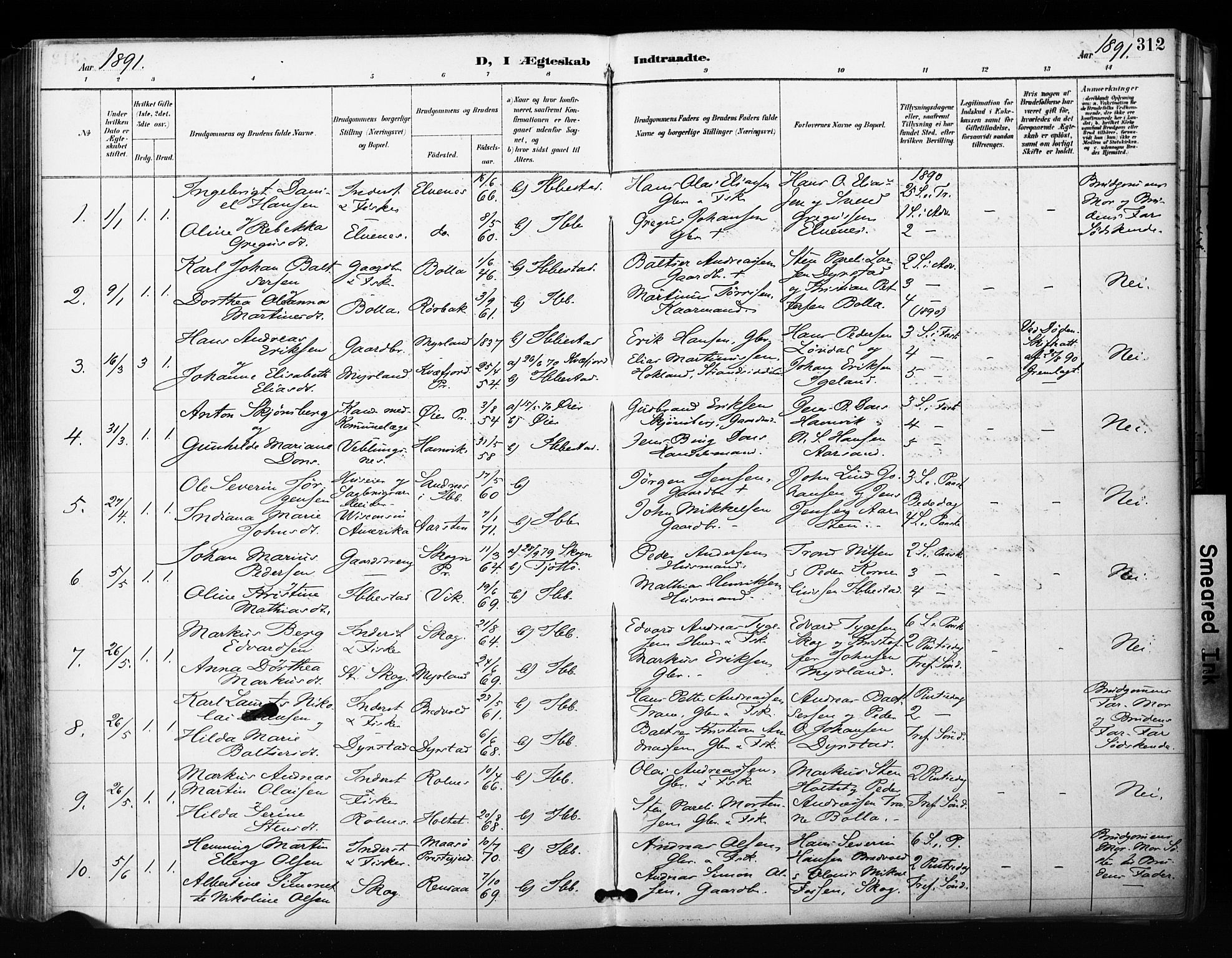 Ibestad sokneprestembete, AV/SATØ-S-0077/H/Ha/Haa/L0012kirke: Ministerialbok nr. 12, 1890-1900, s. 312
