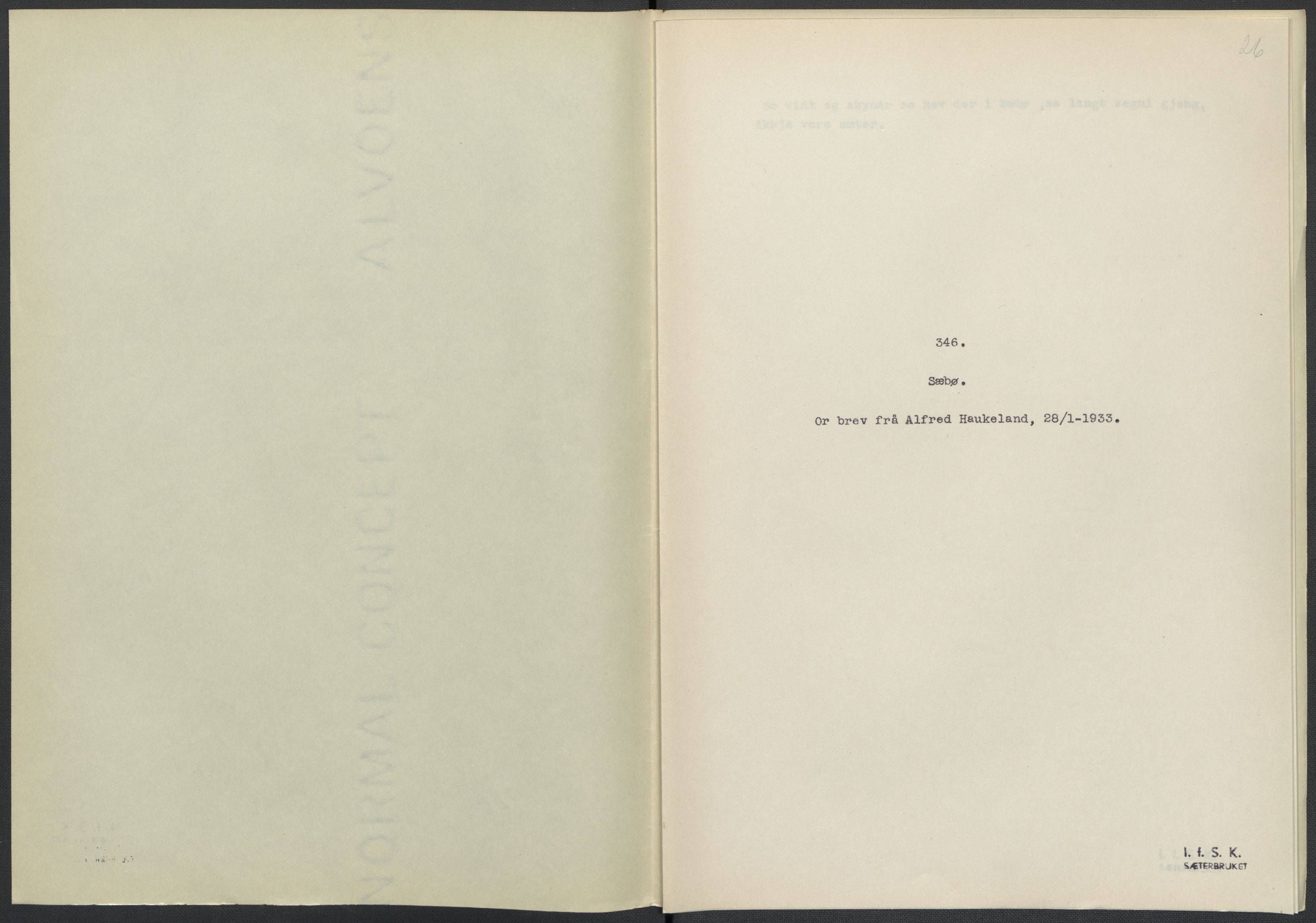 Instituttet for sammenlignende kulturforskning, RA/PA-0424/F/Fc/L0010/0002: Eske B10: / Hordaland (perm XXVI), 1932-1935, s. 26