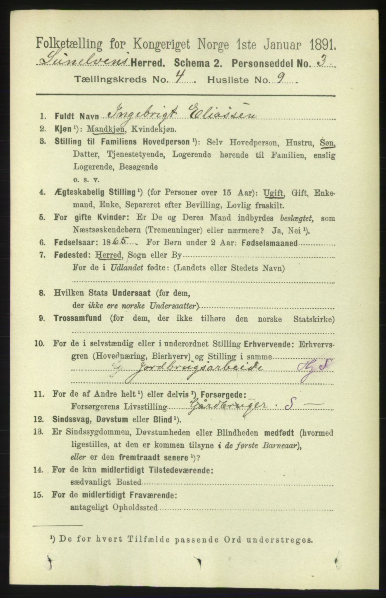 RA, Folketelling 1891 for 1523 Sunnylven herred, 1891, s. 937