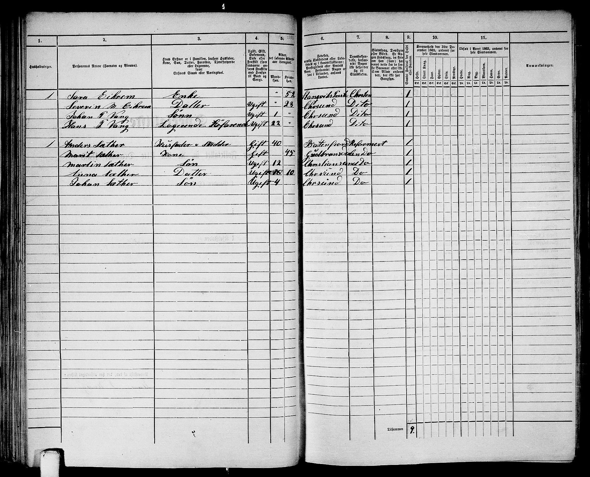 RA, Folketelling 1865 for 1503B Kristiansund prestegjeld, Kristiansund kjøpstad, 1865, s. 91