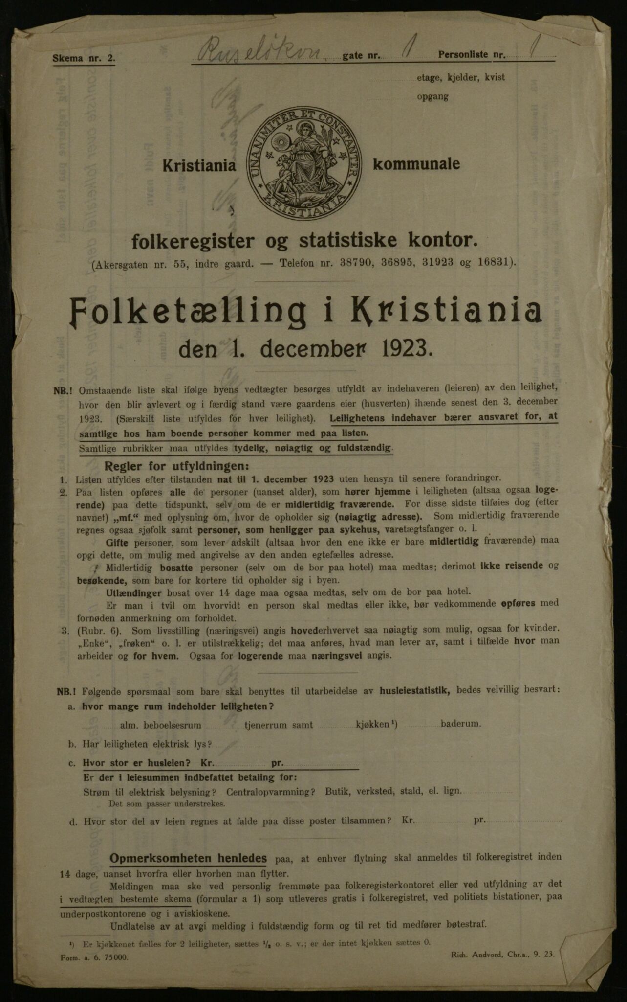 OBA, Kommunal folketelling 1.12.1923 for Kristiania, 1923, s. 93481