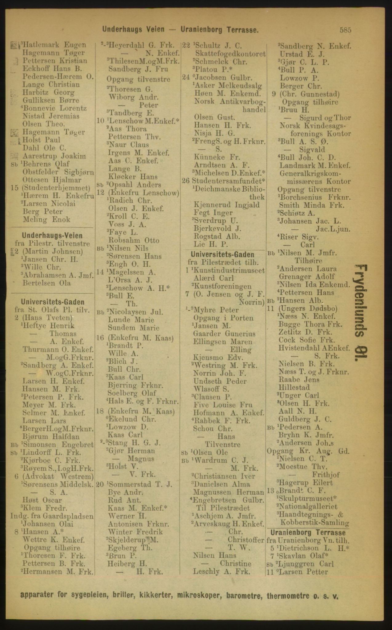 Kristiania/Oslo adressebok, PUBL/-, 1889, s. 585