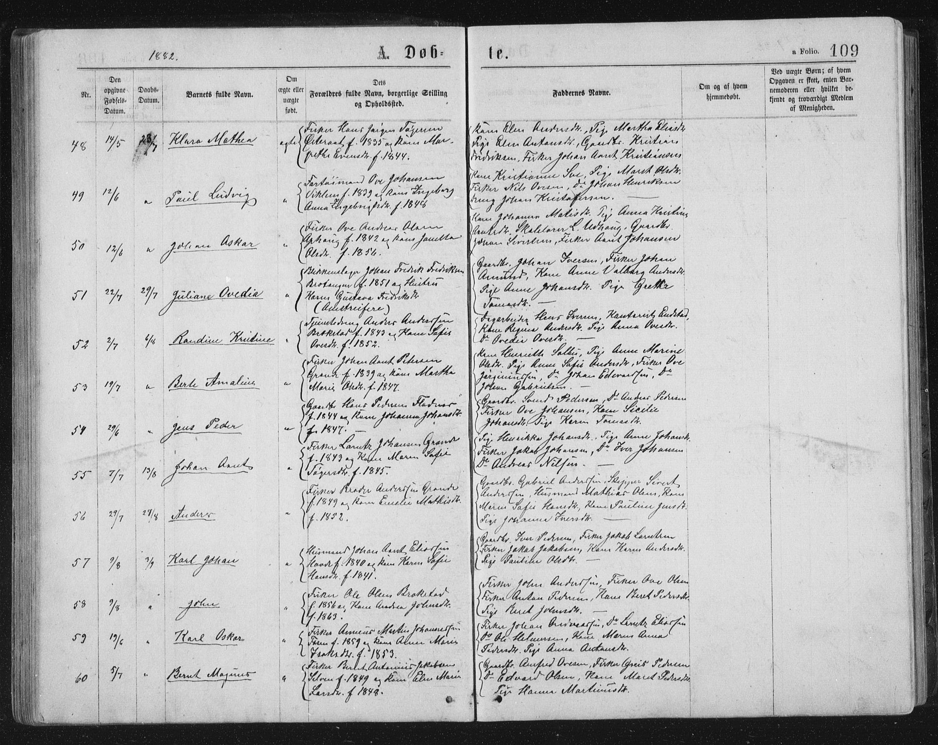 Ministerialprotokoller, klokkerbøker og fødselsregistre - Sør-Trøndelag, AV/SAT-A-1456/659/L0745: Klokkerbok nr. 659C02, 1869-1892, s. 109