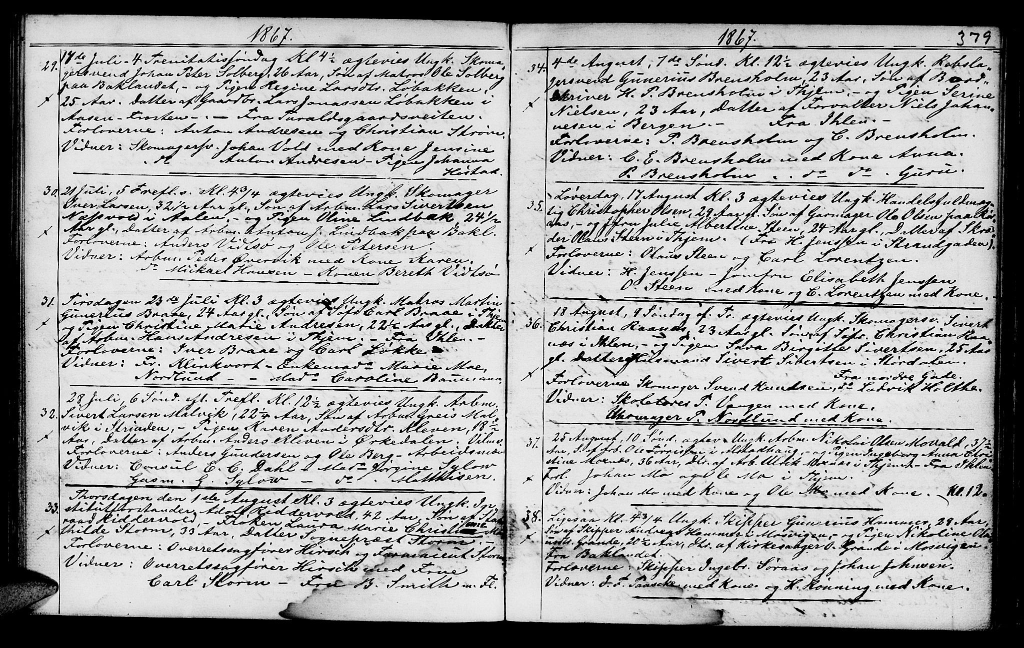 Ministerialprotokoller, klokkerbøker og fødselsregistre - Sør-Trøndelag, SAT/A-1456/602/L0140: Klokkerbok nr. 602C08, 1864-1872, s. 378-379