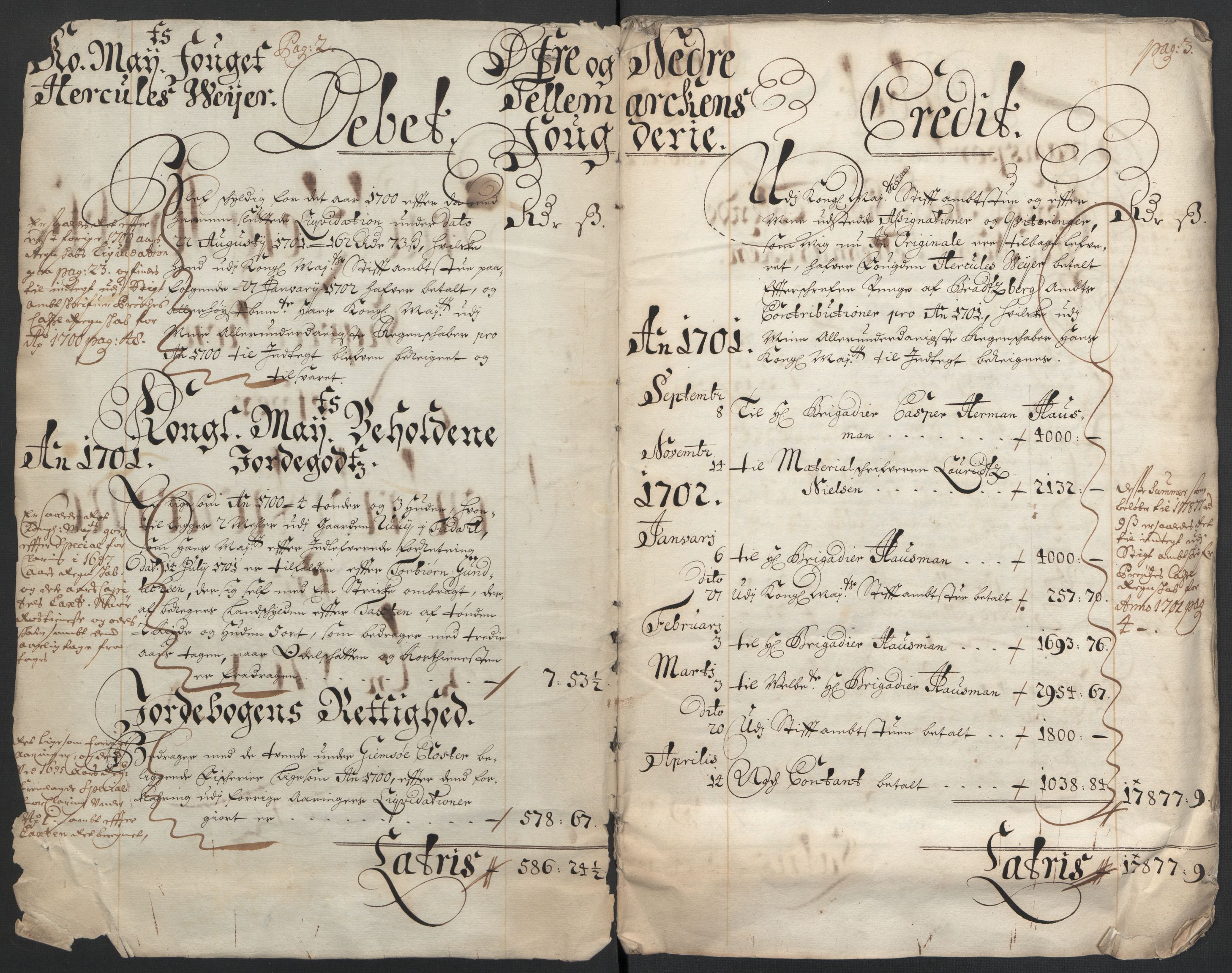 Rentekammeret inntil 1814, Reviderte regnskaper, Fogderegnskap, AV/RA-EA-4092/R36/L2105: Fogderegnskap Øvre og Nedre Telemark og Bamble, 1701, s. 5