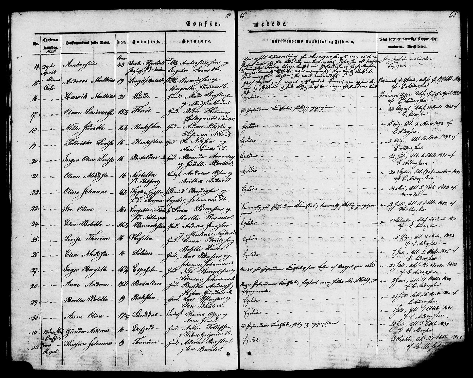 Kinn sokneprestembete, AV/SAB-A-80801/H/Haa/Haaa/L0007: Ministerialbok nr. A 7, 1841-1858, s. 65