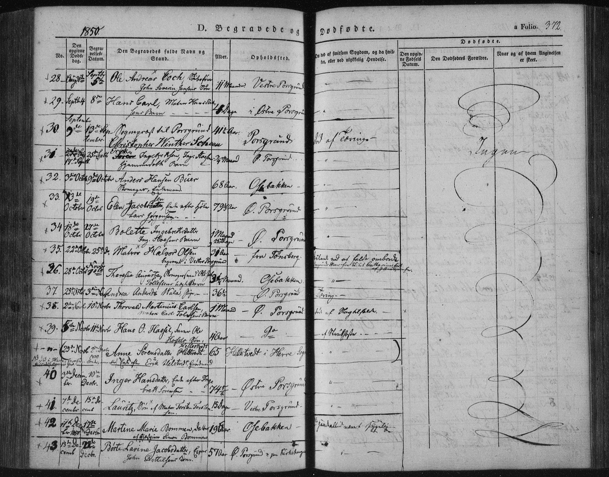 Porsgrunn kirkebøker , AV/SAKO-A-104/F/Fa/L0006: Ministerialbok nr. 6, 1841-1857, s. 372