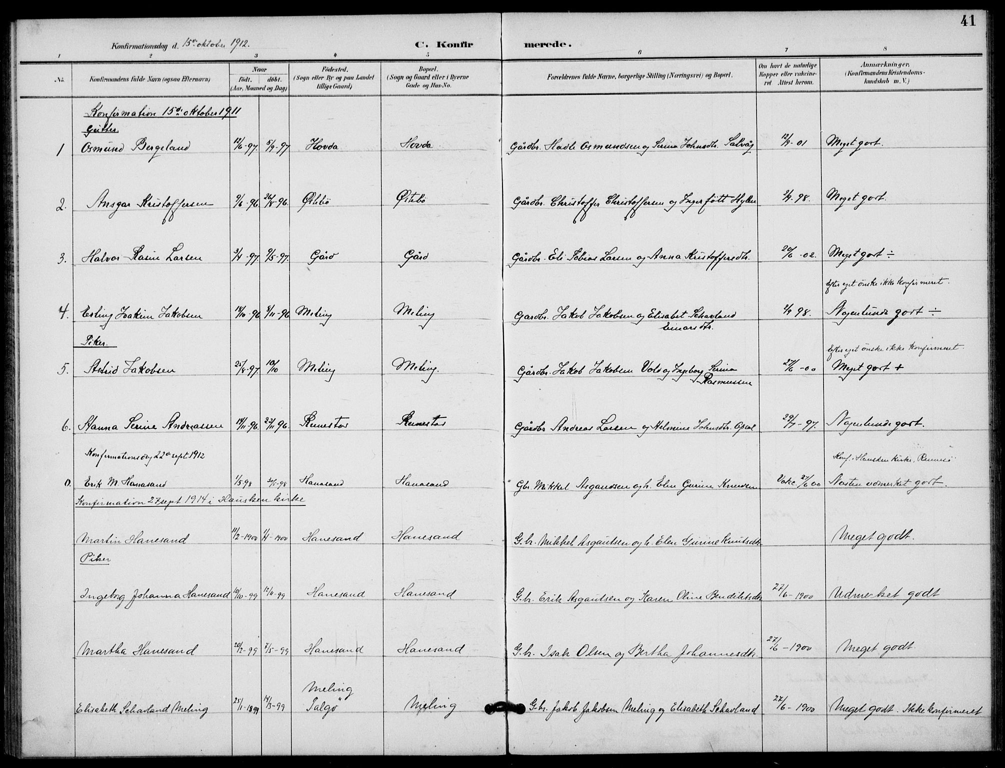 Finnøy sokneprestkontor, SAST/A-101825/H/Ha/Haa/L0012: Ministerialbok nr. A 12, 1889-1917, s. 41